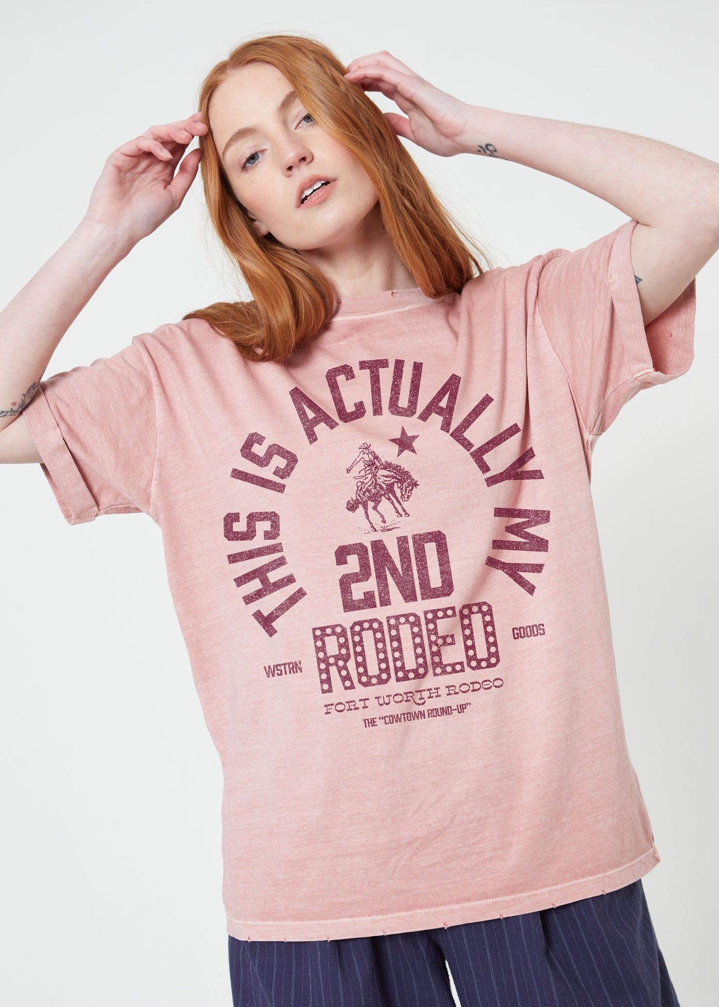 First Rodeo Dusty Pink Boyfriend Tee