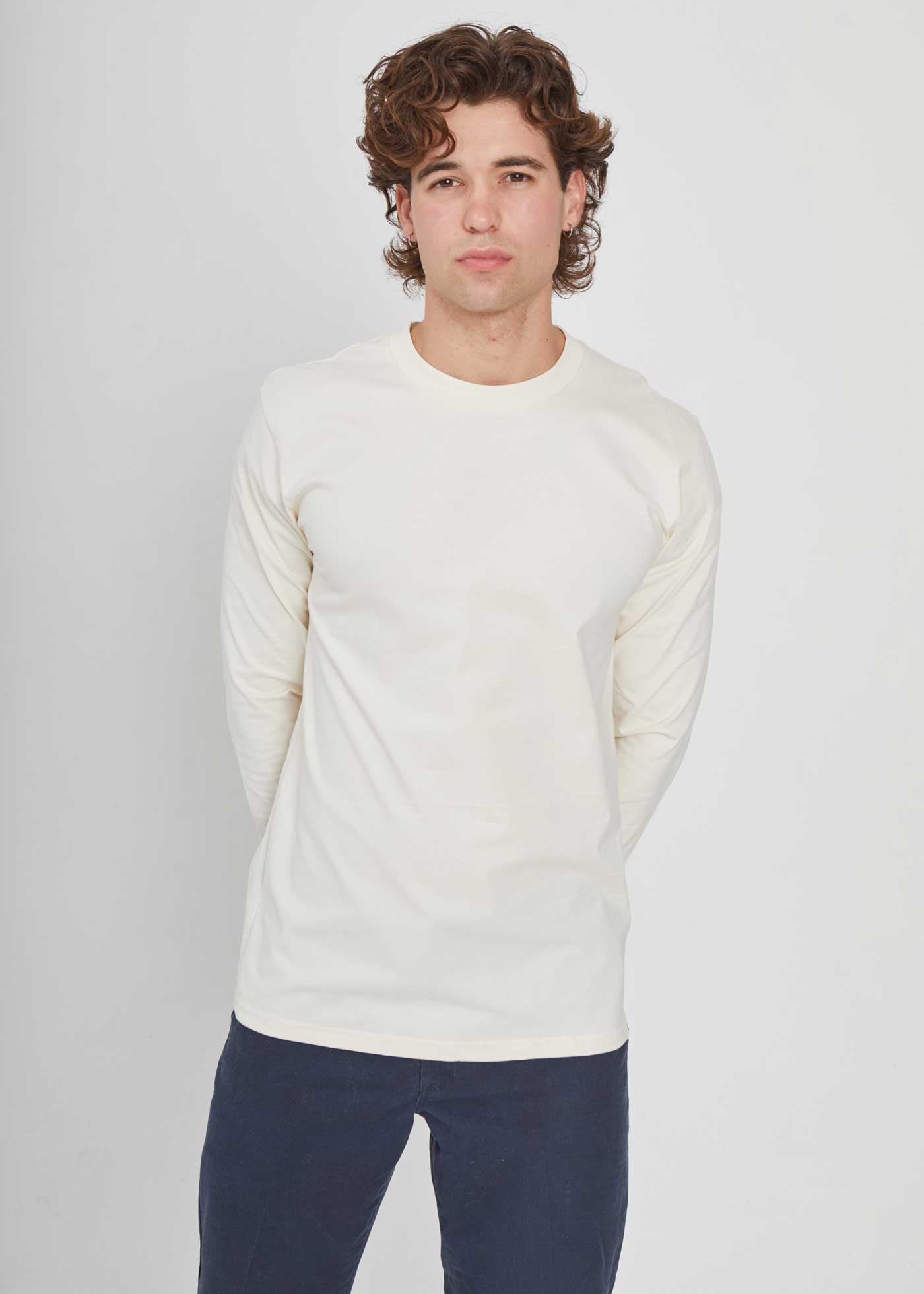 Men's Antique White Heavyweight Long Sleeve T-Shirt