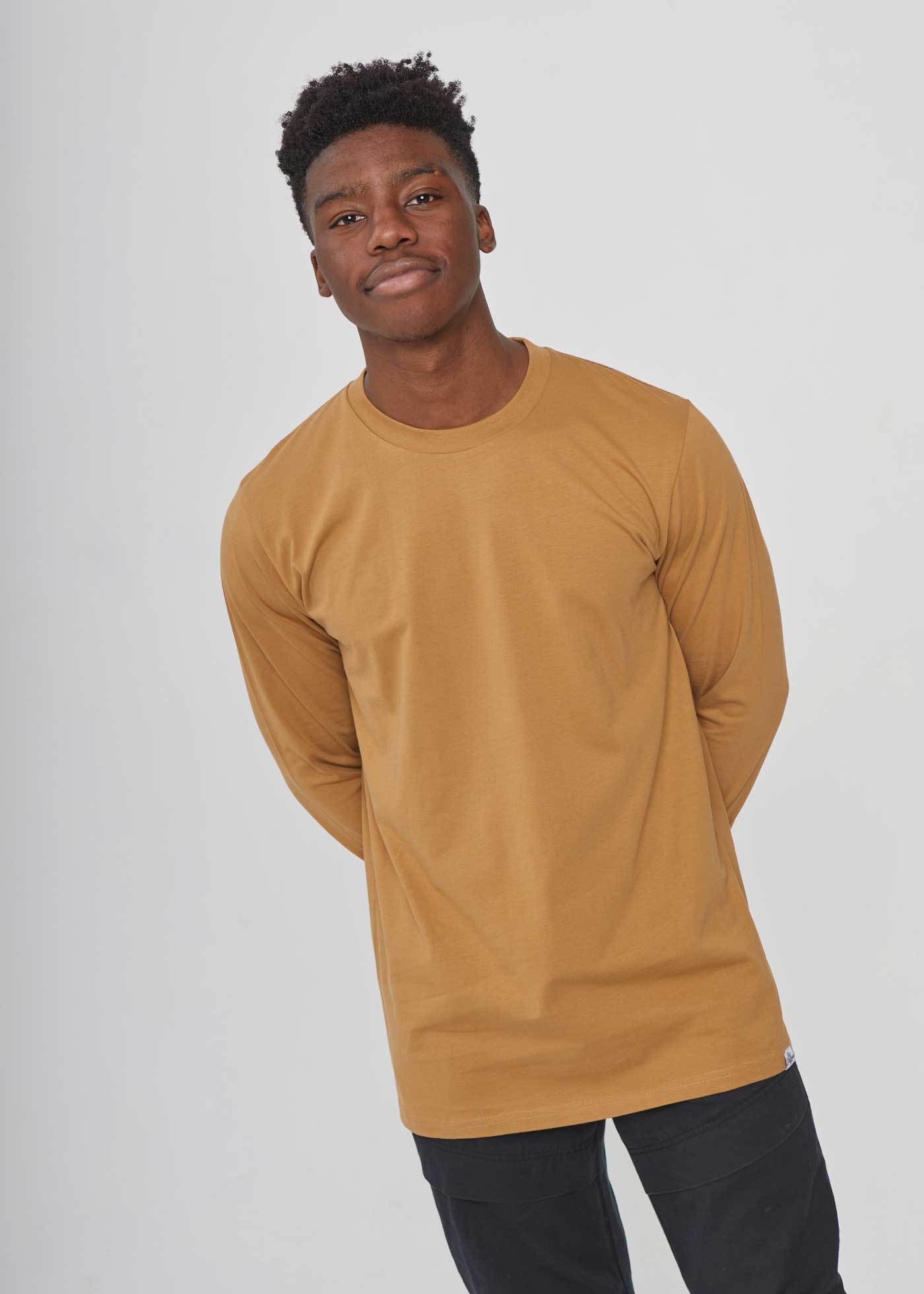 Men's Camel Heavyweight Long Sleeve T-Shirt