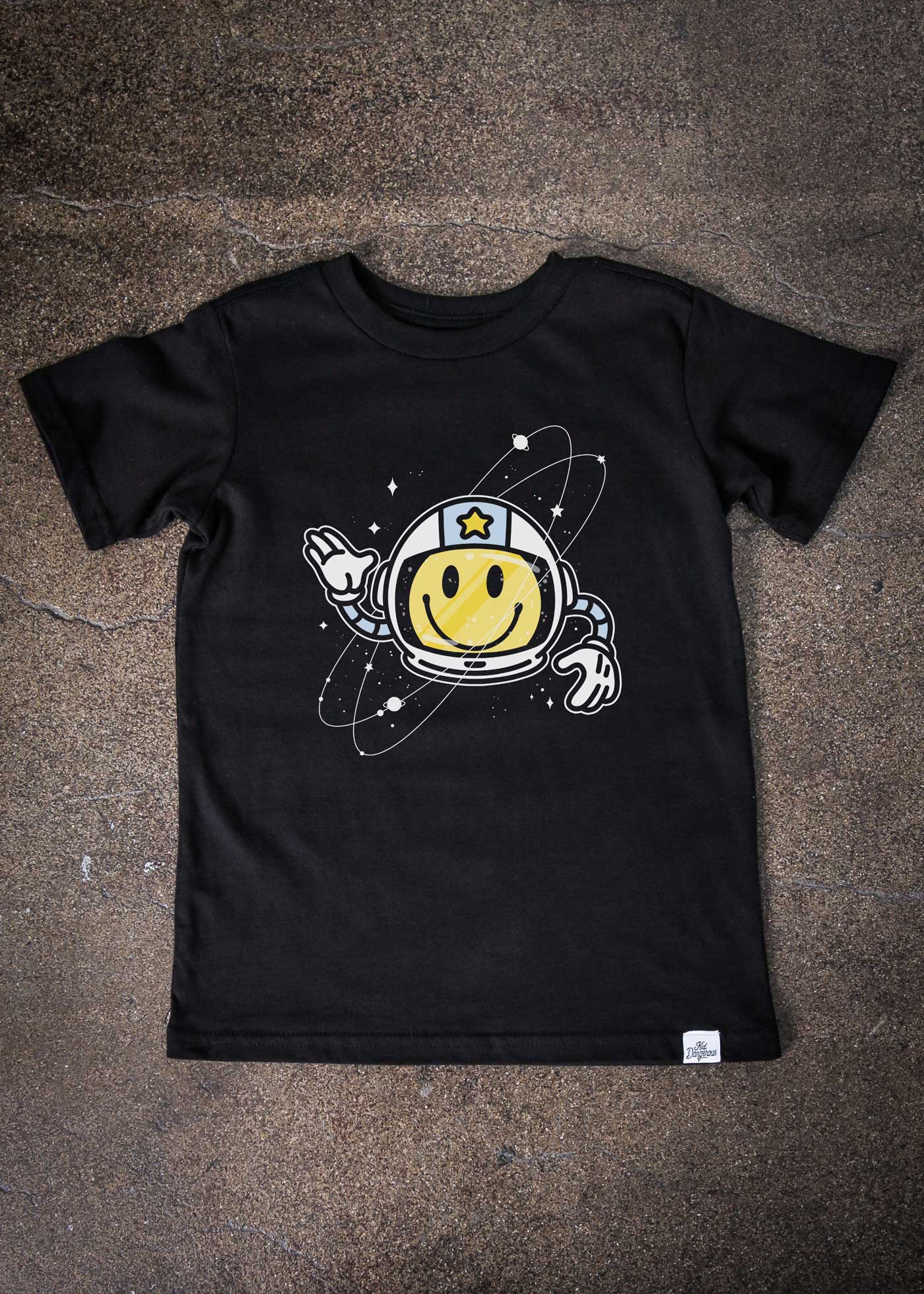 Astro Smiley Kid's Black T-Shirt