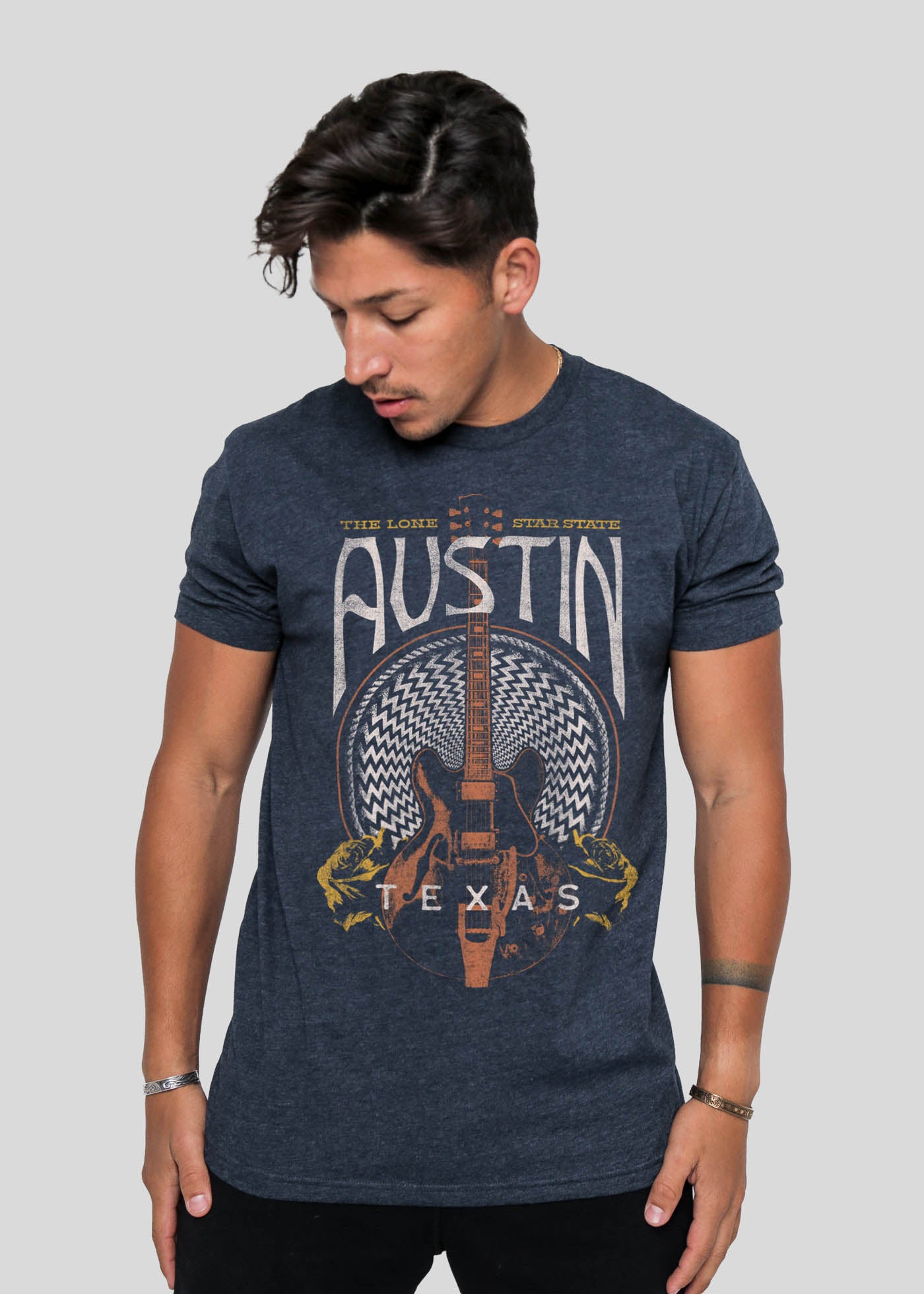 Austin Guitar Men's Heather Navy Classic T-Shirt