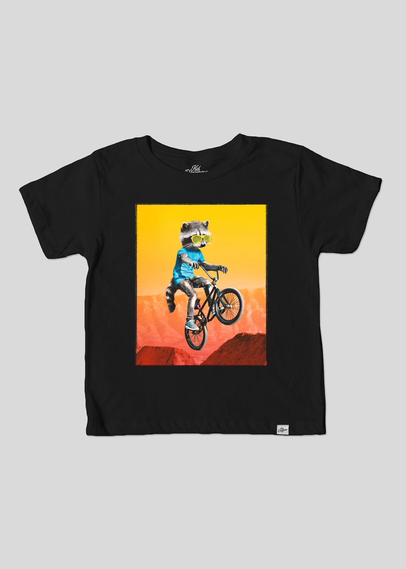 BMX Raccoon Kid's Black T-Shirt