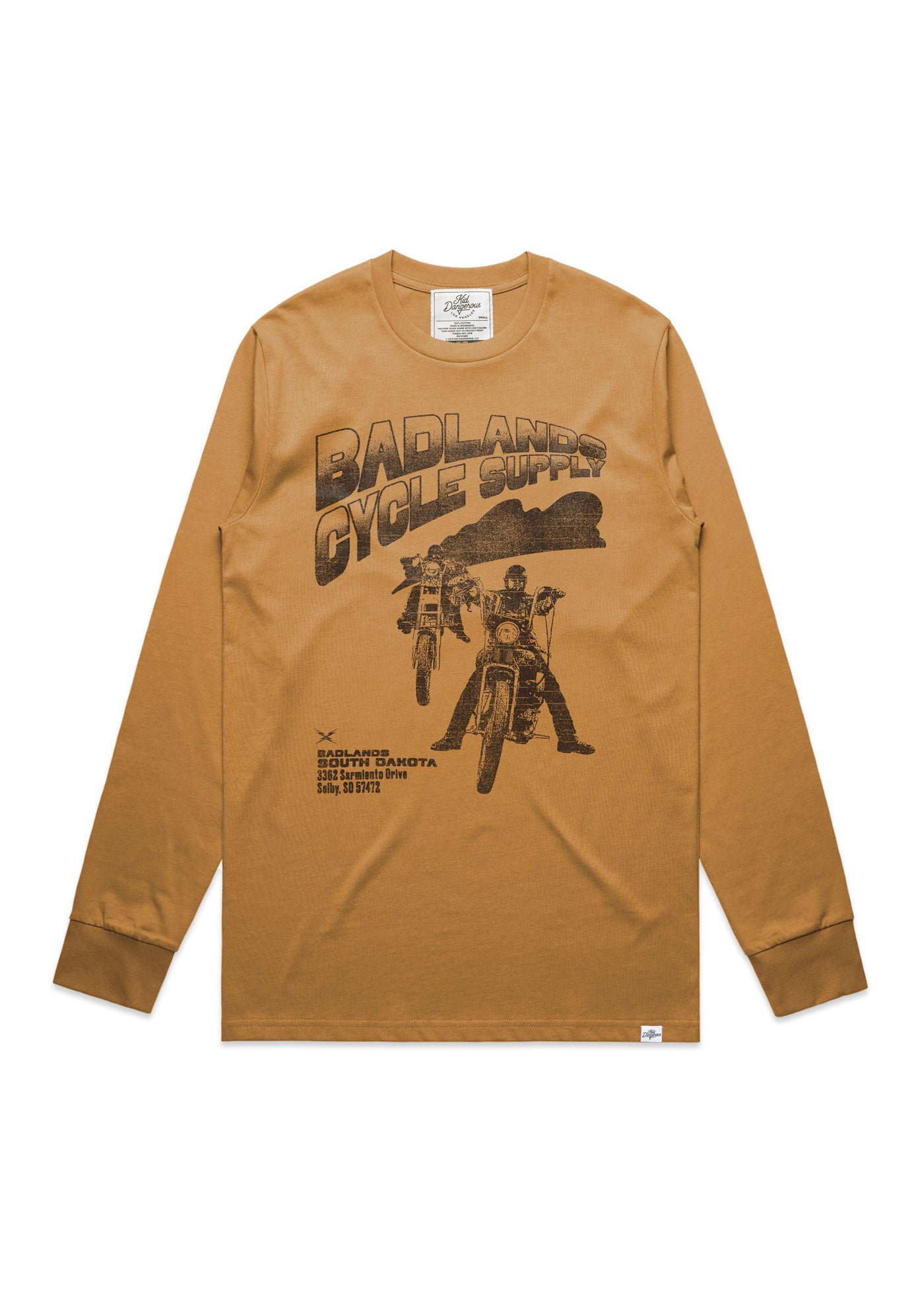 Badlands Cycle Supply Men's Camel Heavyweight Long Sleeve T-Shirt