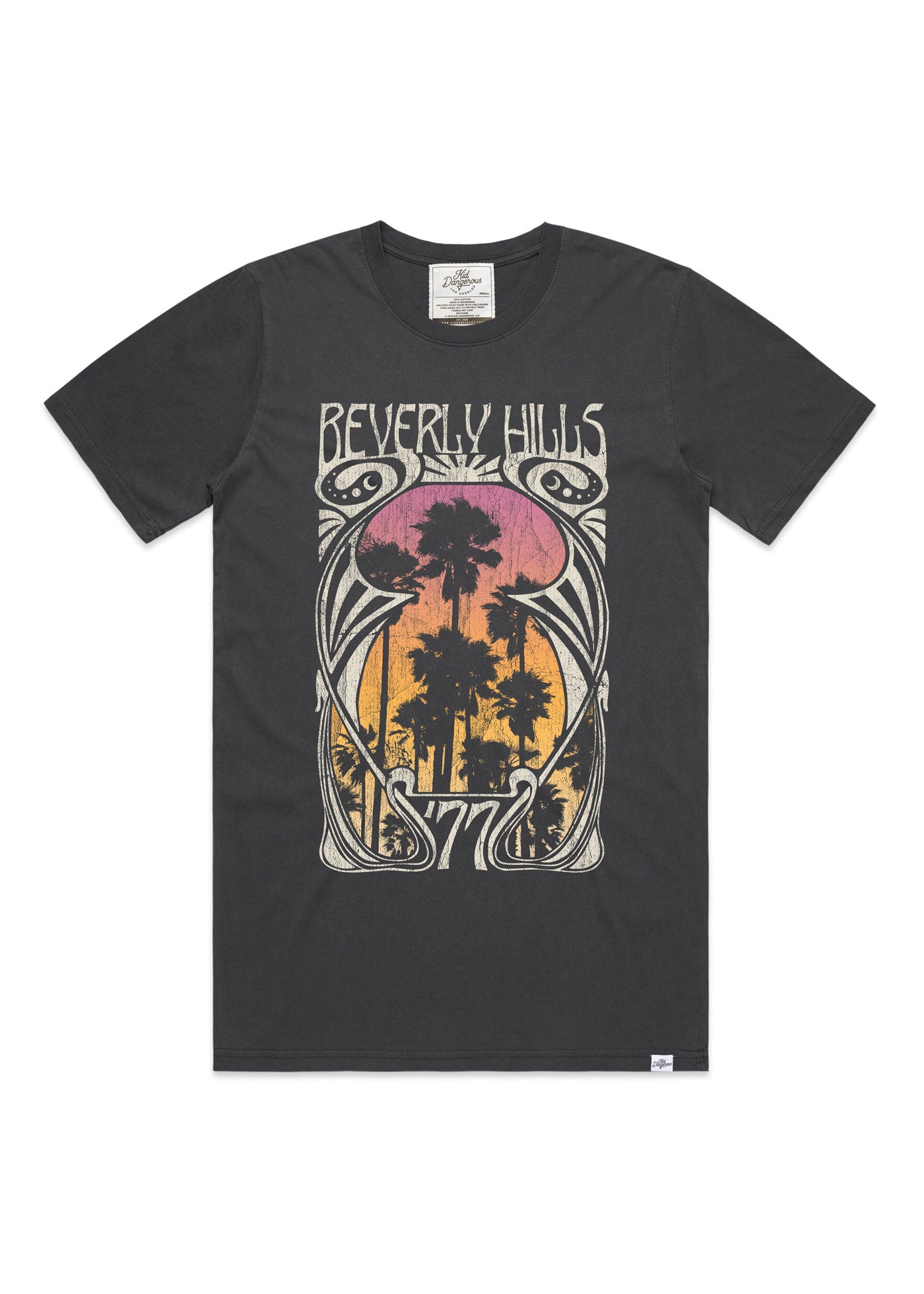 Beverly Hills 77 Men's Faded Black T-Shirt