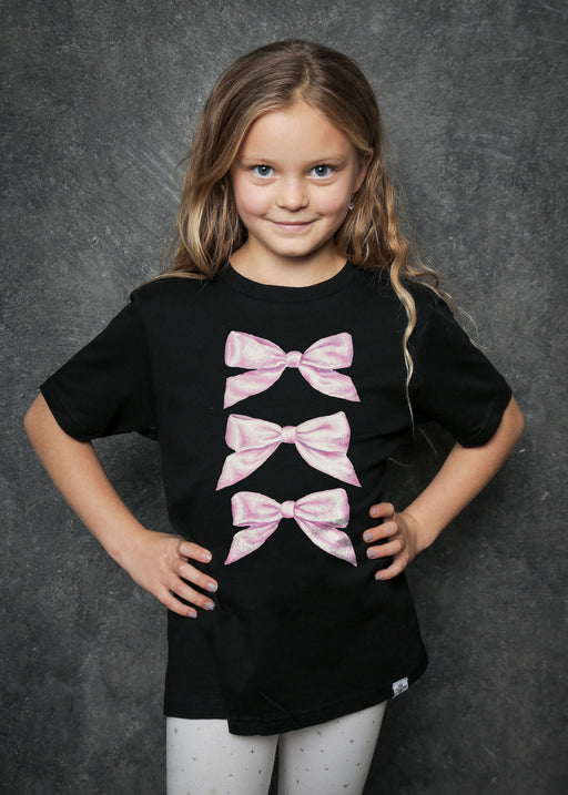 Bows Kid's Black T-Shirt