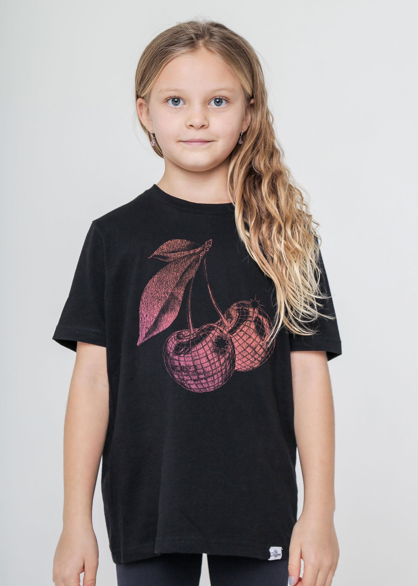 Cherry Disco Kid's Black T-Shirt