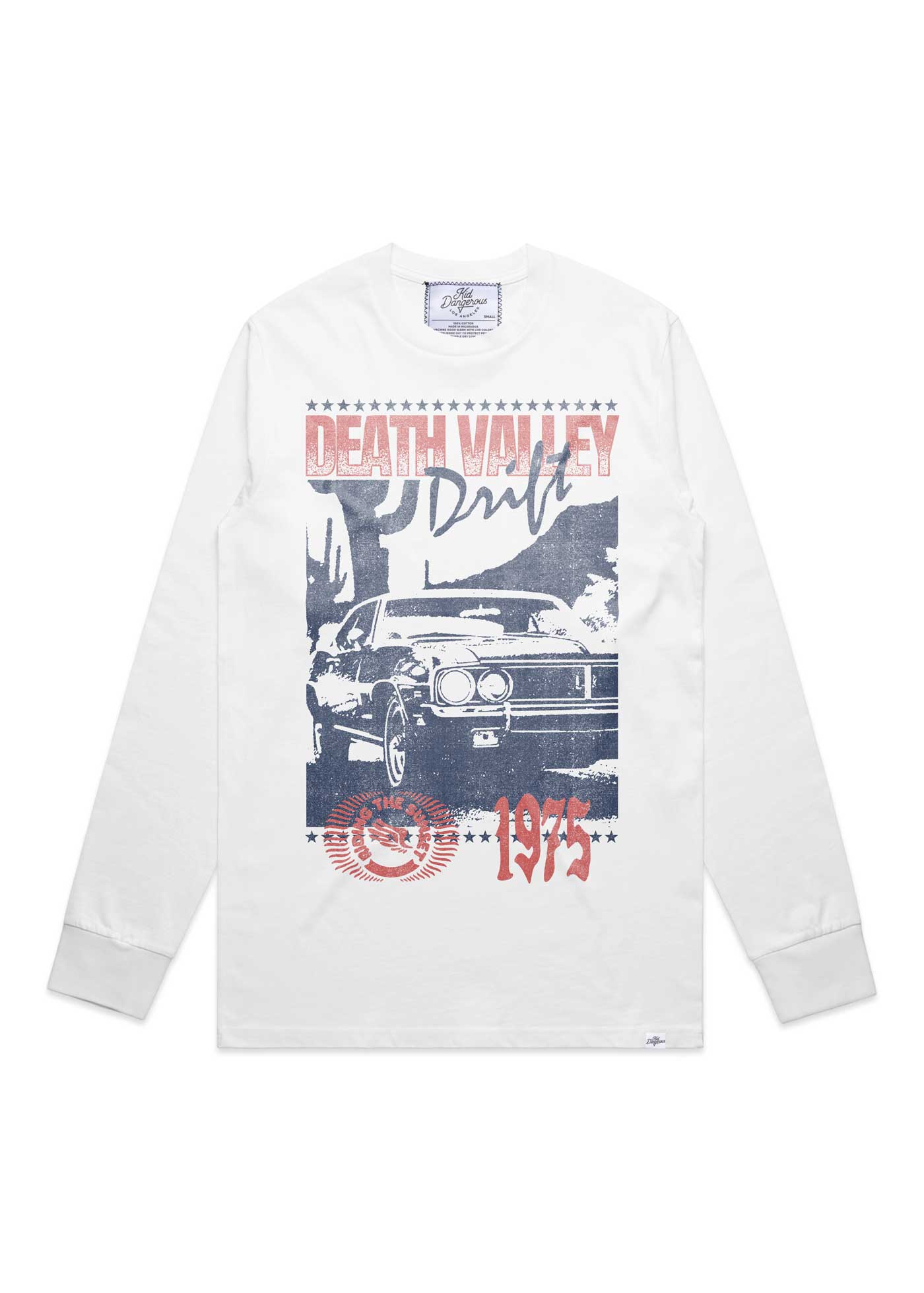 Death Valley Drift Men's White Heavyweight Long Sleeve T-Shirt