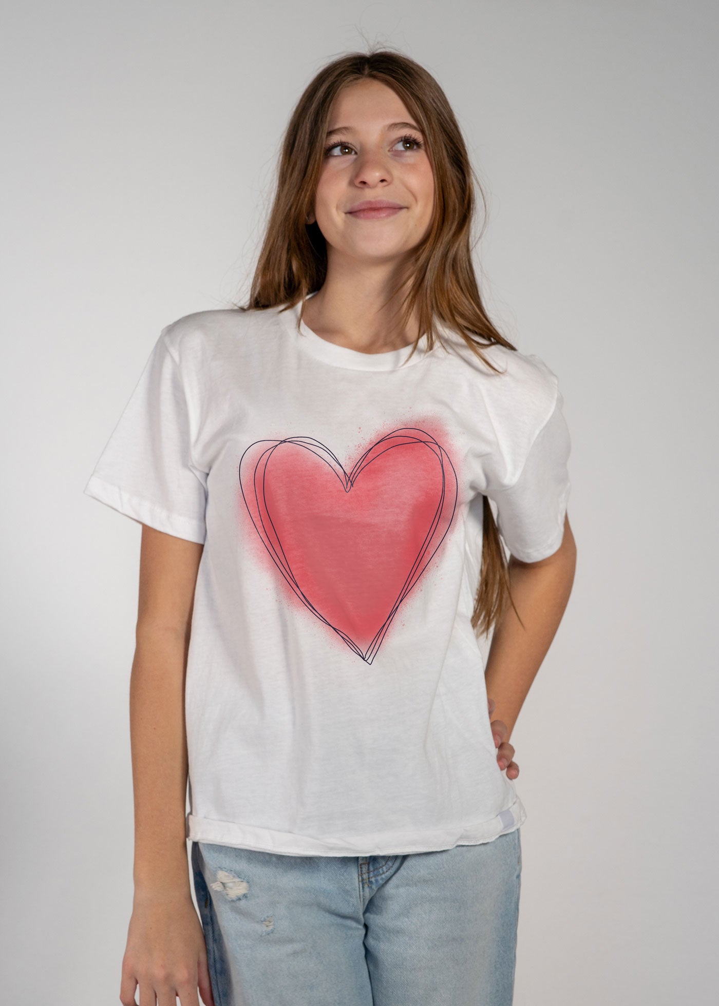 Doodle Heart Kid's White T-Shirt