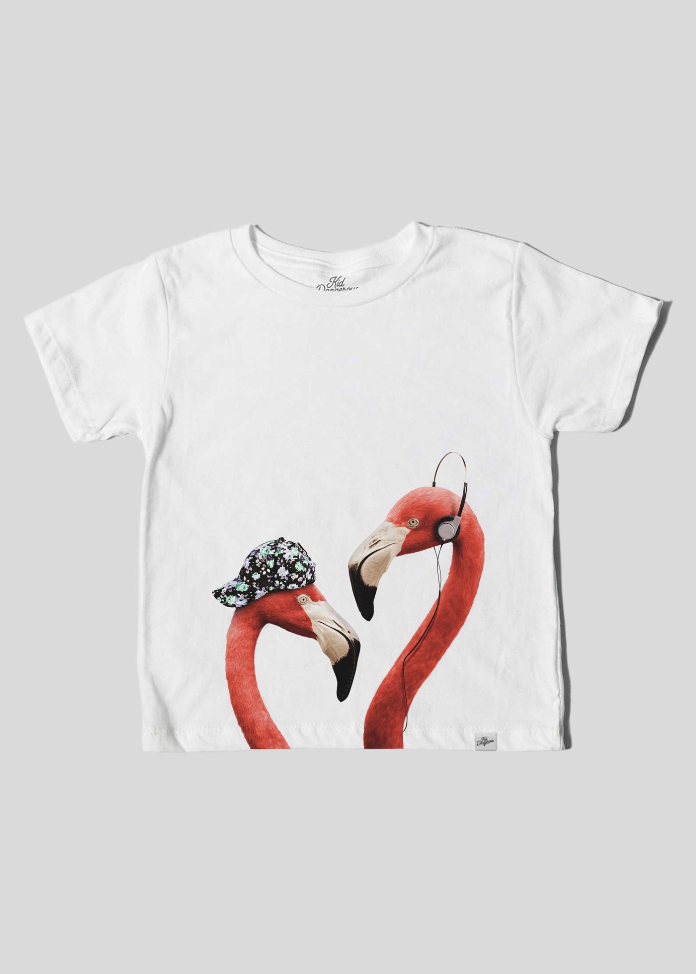 Flamingo Hipster Kid's White T-Shirt