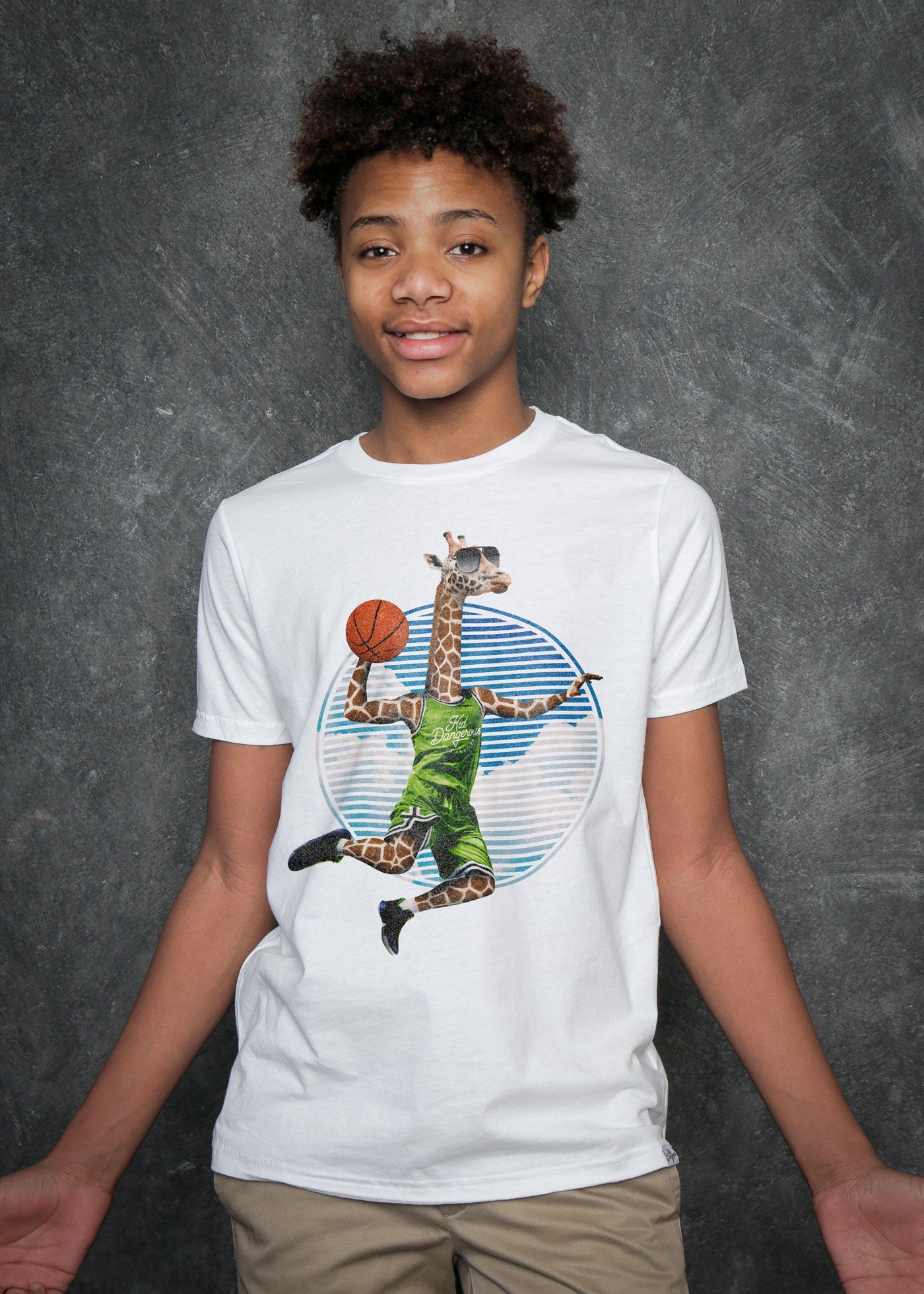 Giraffe Dunk Kid's White T-Shirt