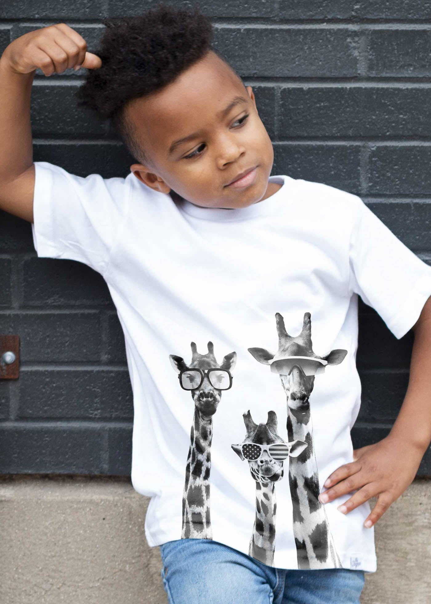 Giraffes Kid's White T-Shirt