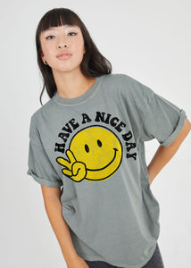 Have a Nice Day Army Green Boyfriend Tee