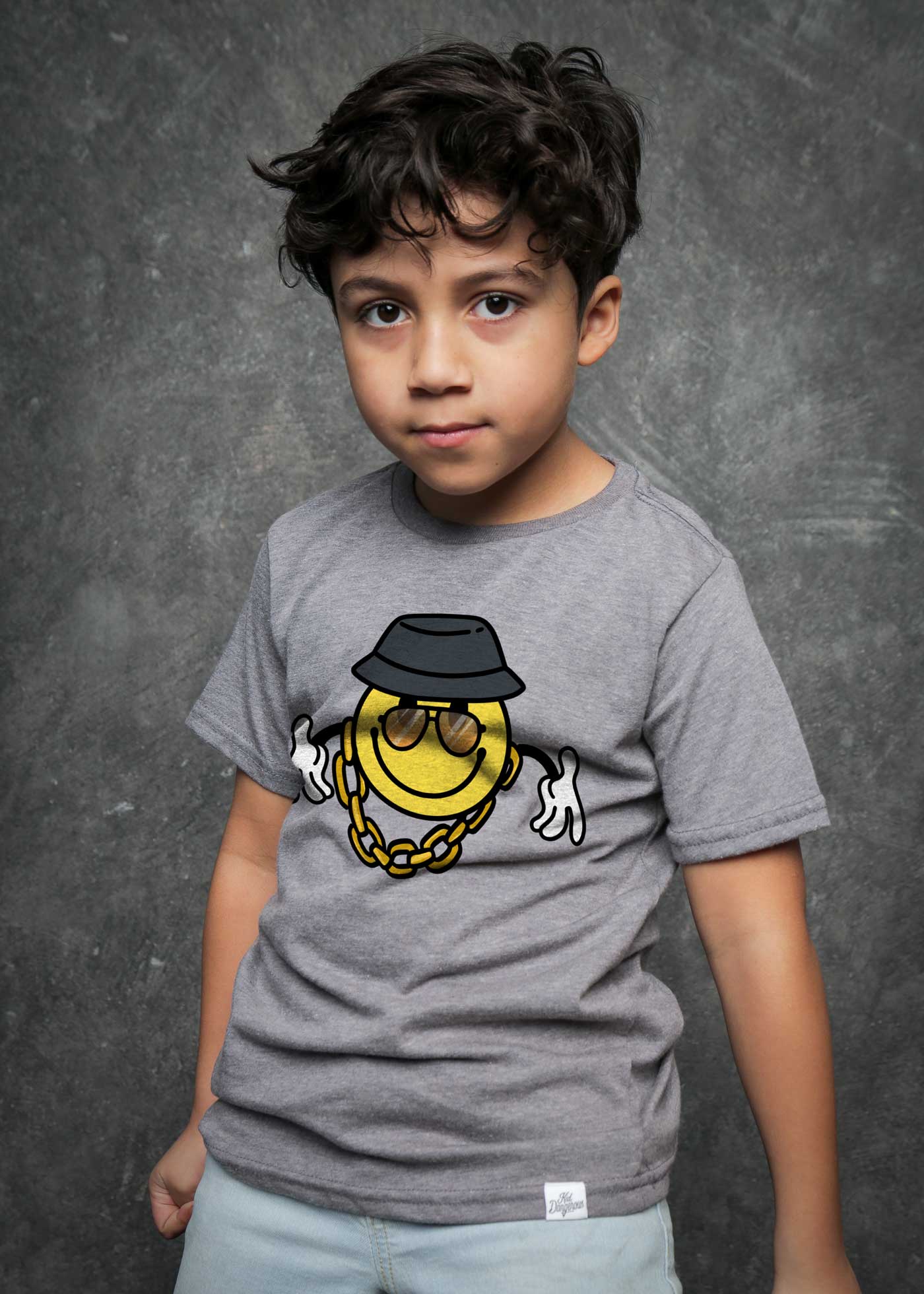 Hip Hop Smiley Kid's Heather Grey T-Shirt