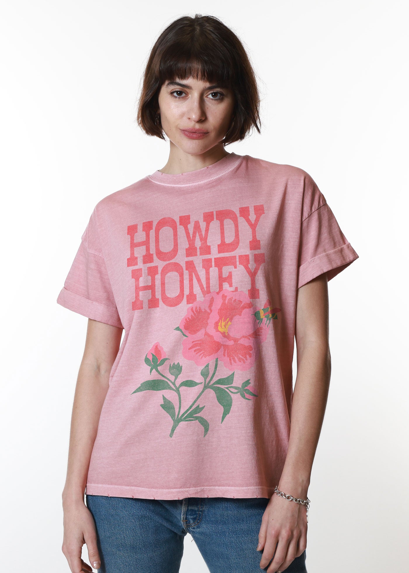 Howdy Honey Dusty Pink Boyfriend Tee