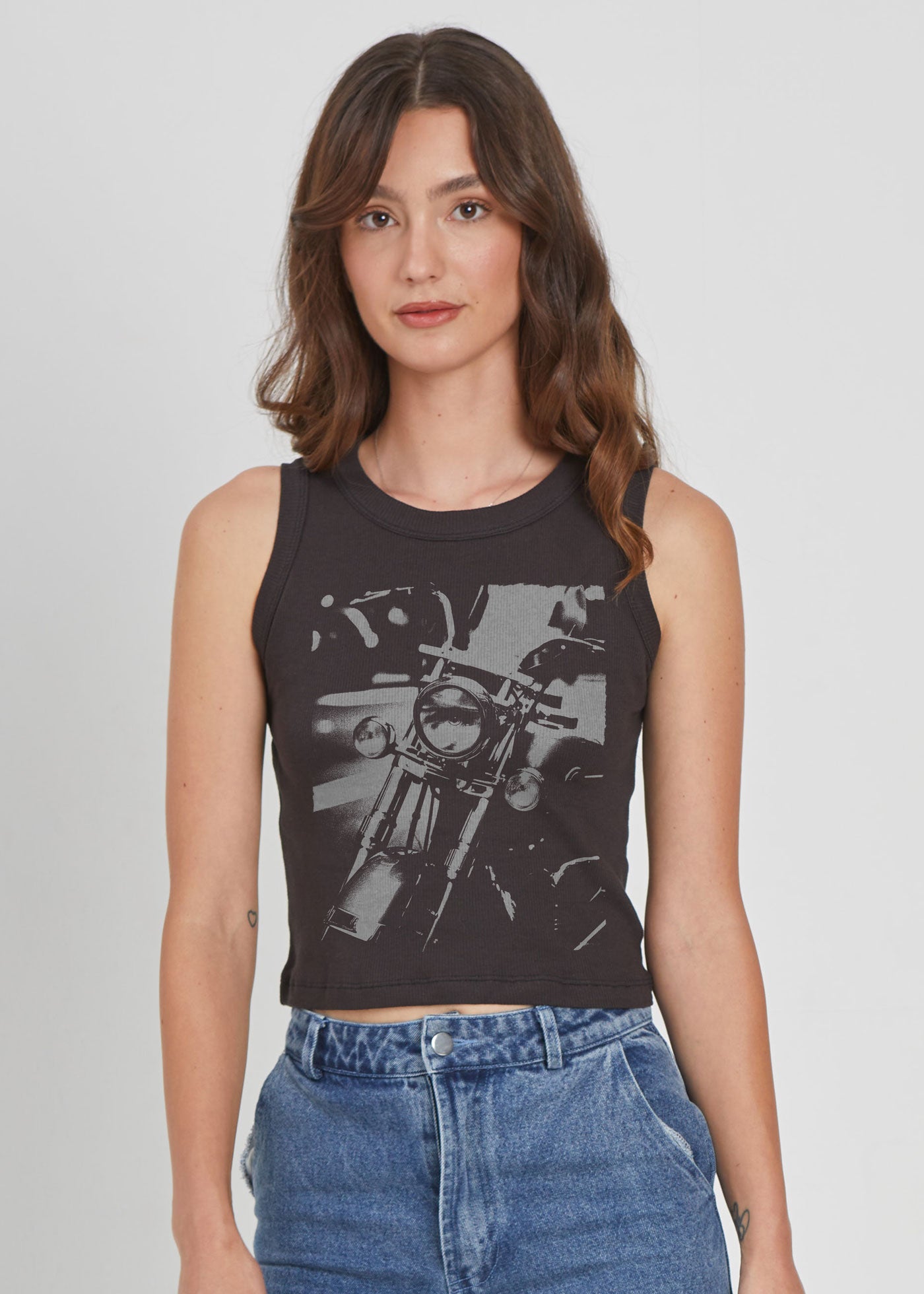 Chopper Ribbed Black Cropped Tank