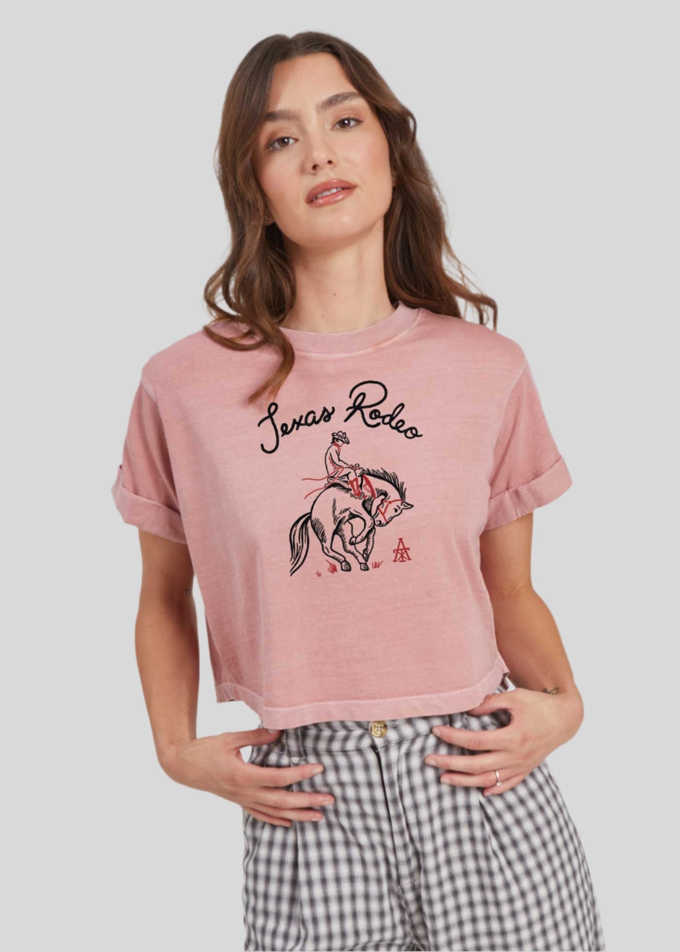 Texas Rodeo Dusty Pink Cropped Boyfriend Tee