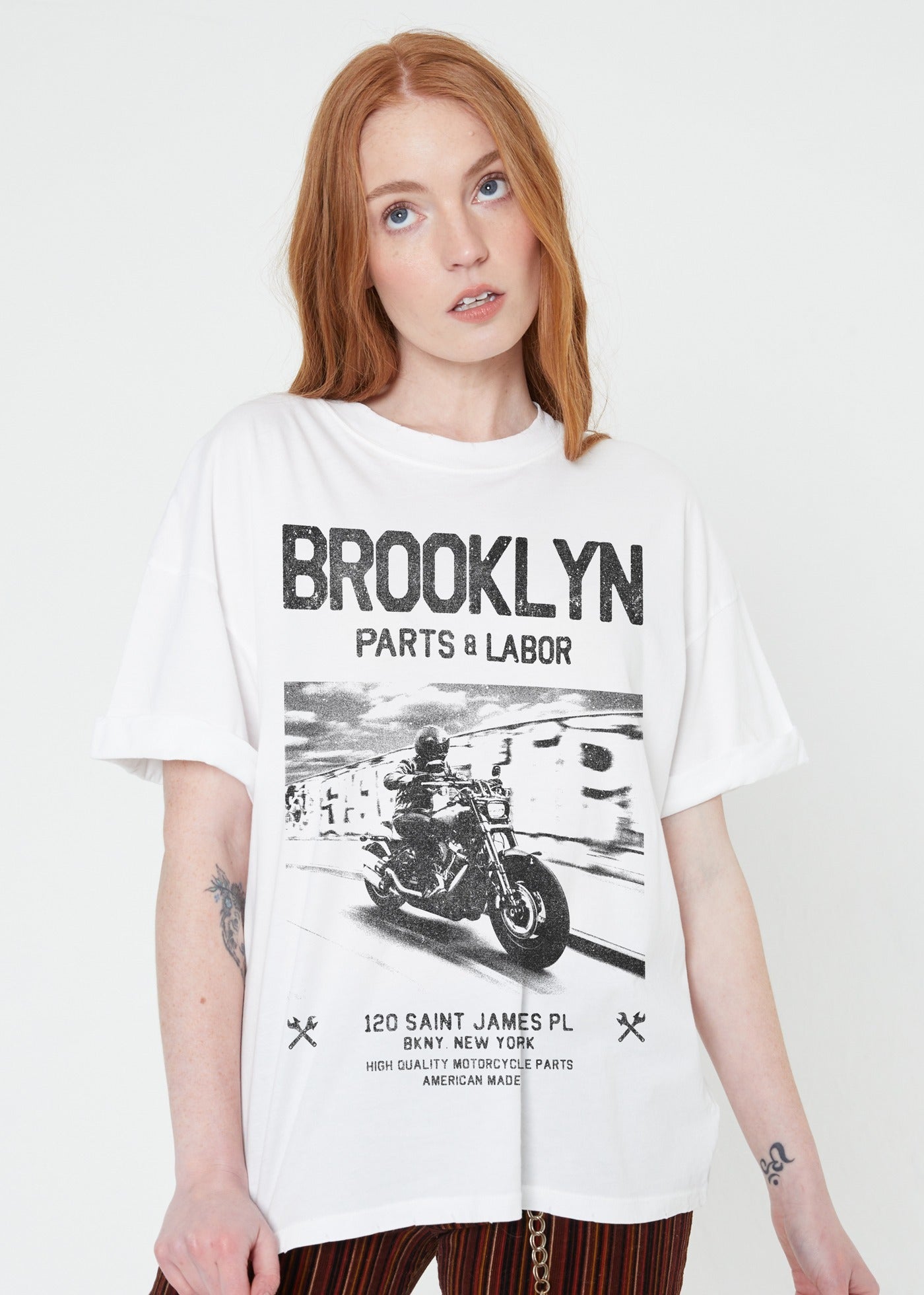 Brooklyn Parts & Labor White Boyfriend Tee