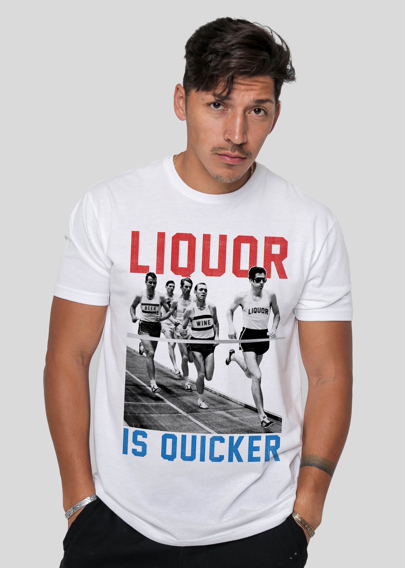 Liquor is Quicker Men's White Classic T-Shirt