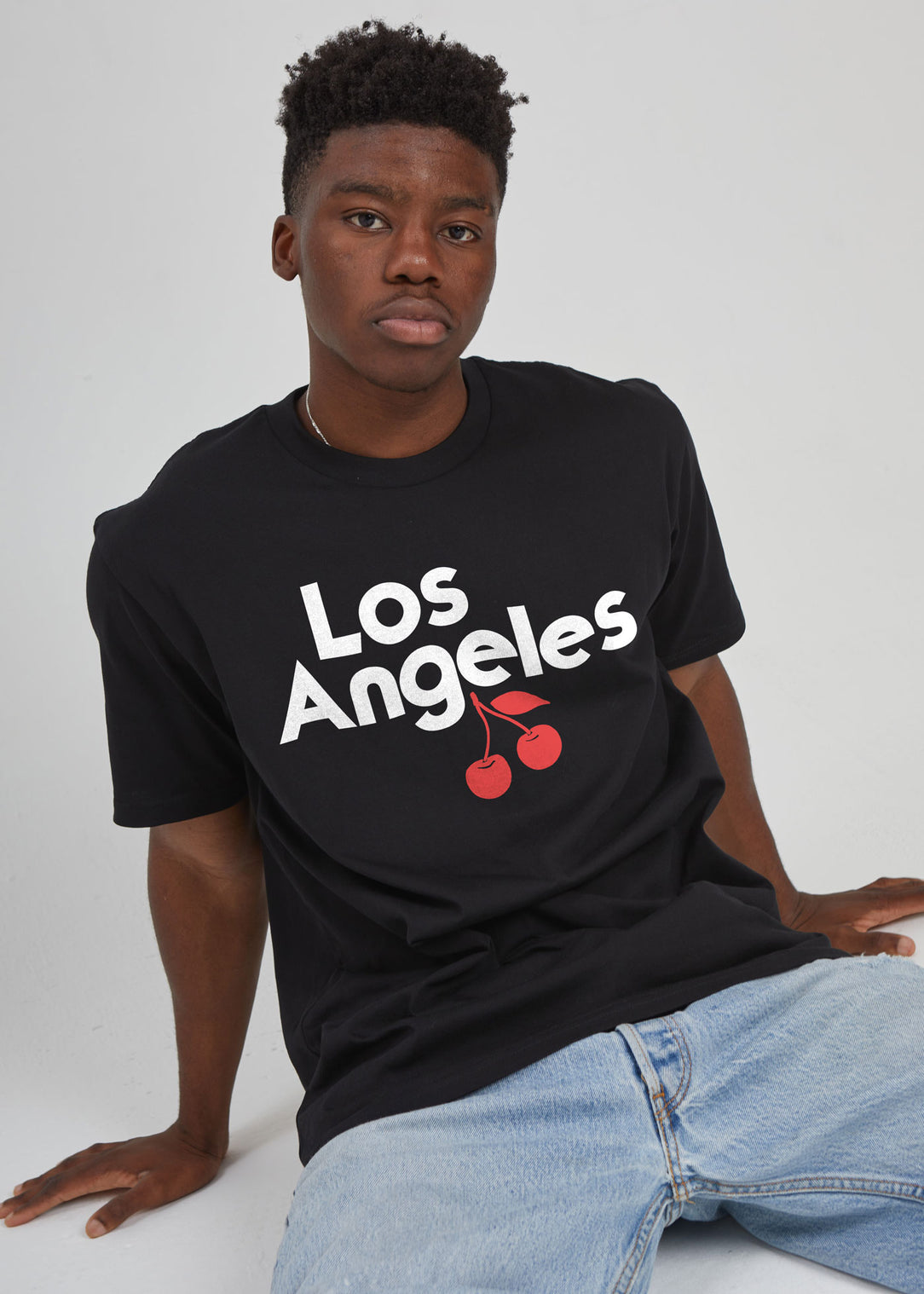 Los Angeles Cherries Men's Black Heavyweight T-Shirt — Kid Dangerous