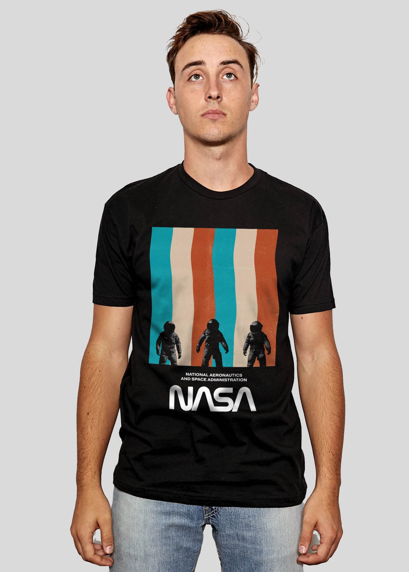 NASA Astro Stripes Men's Classic Black T-Shirt