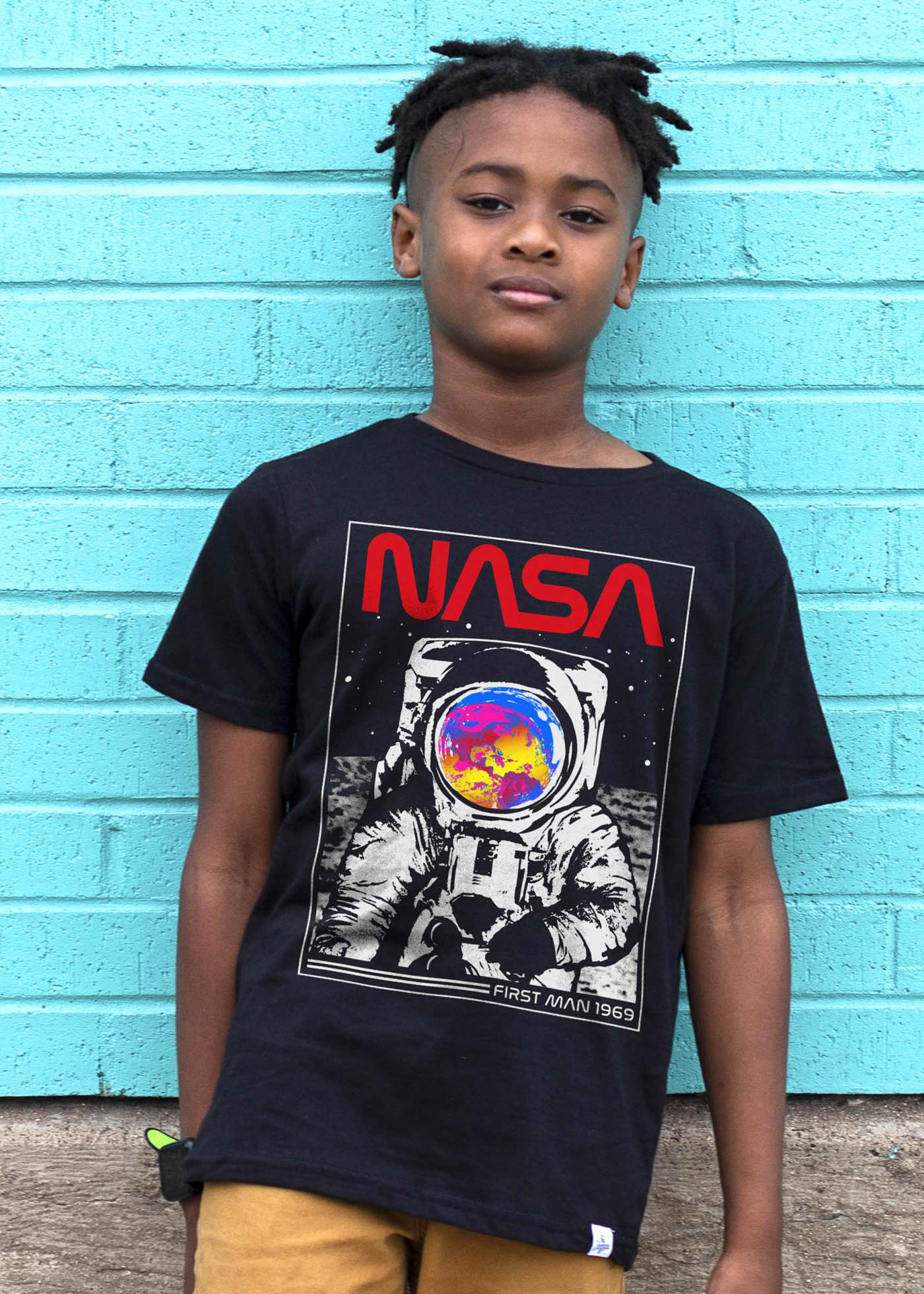 NASA First Man Kid's Black T-Shirt