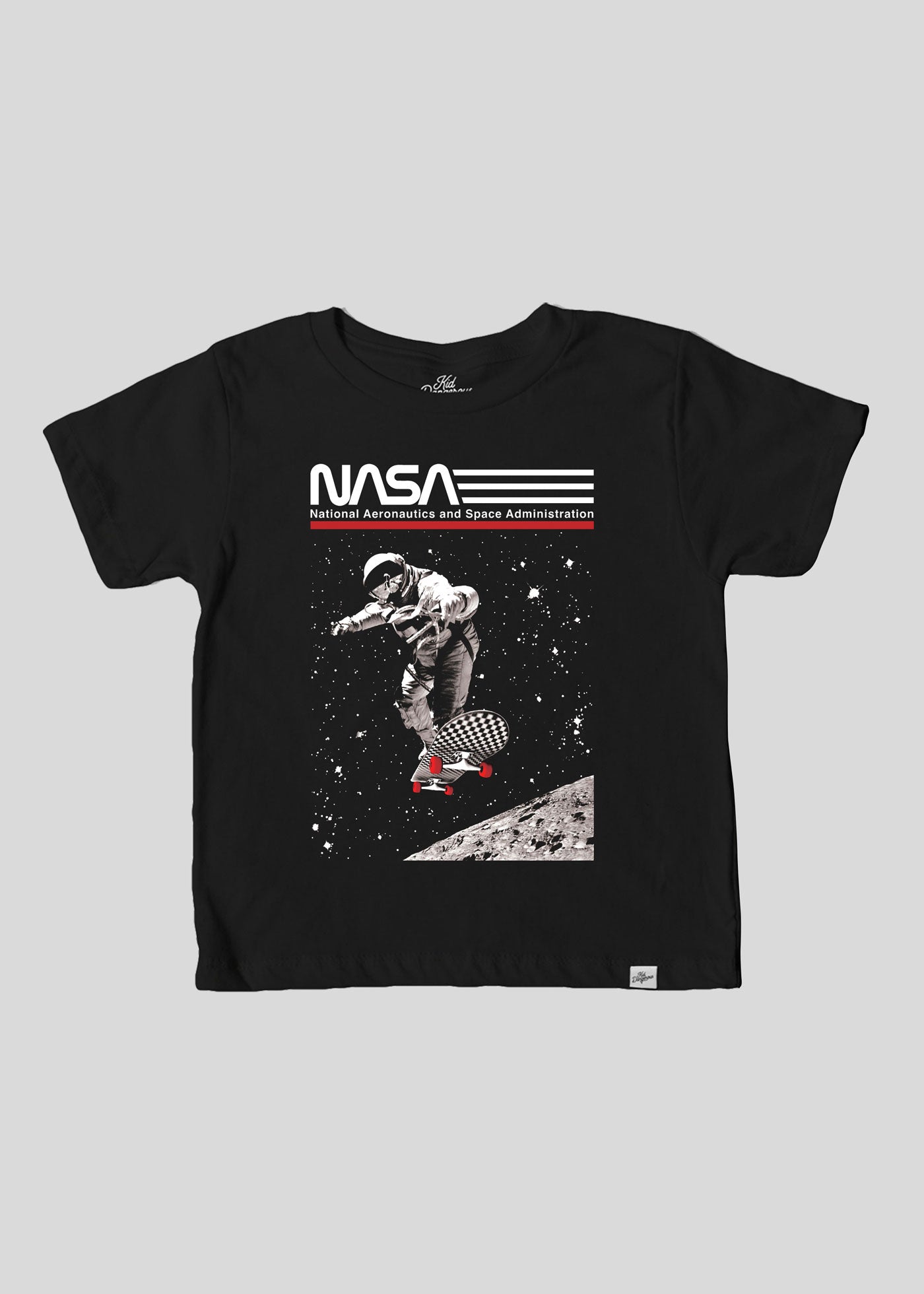 NASA Skateboarder Kid's Black T-Shirt