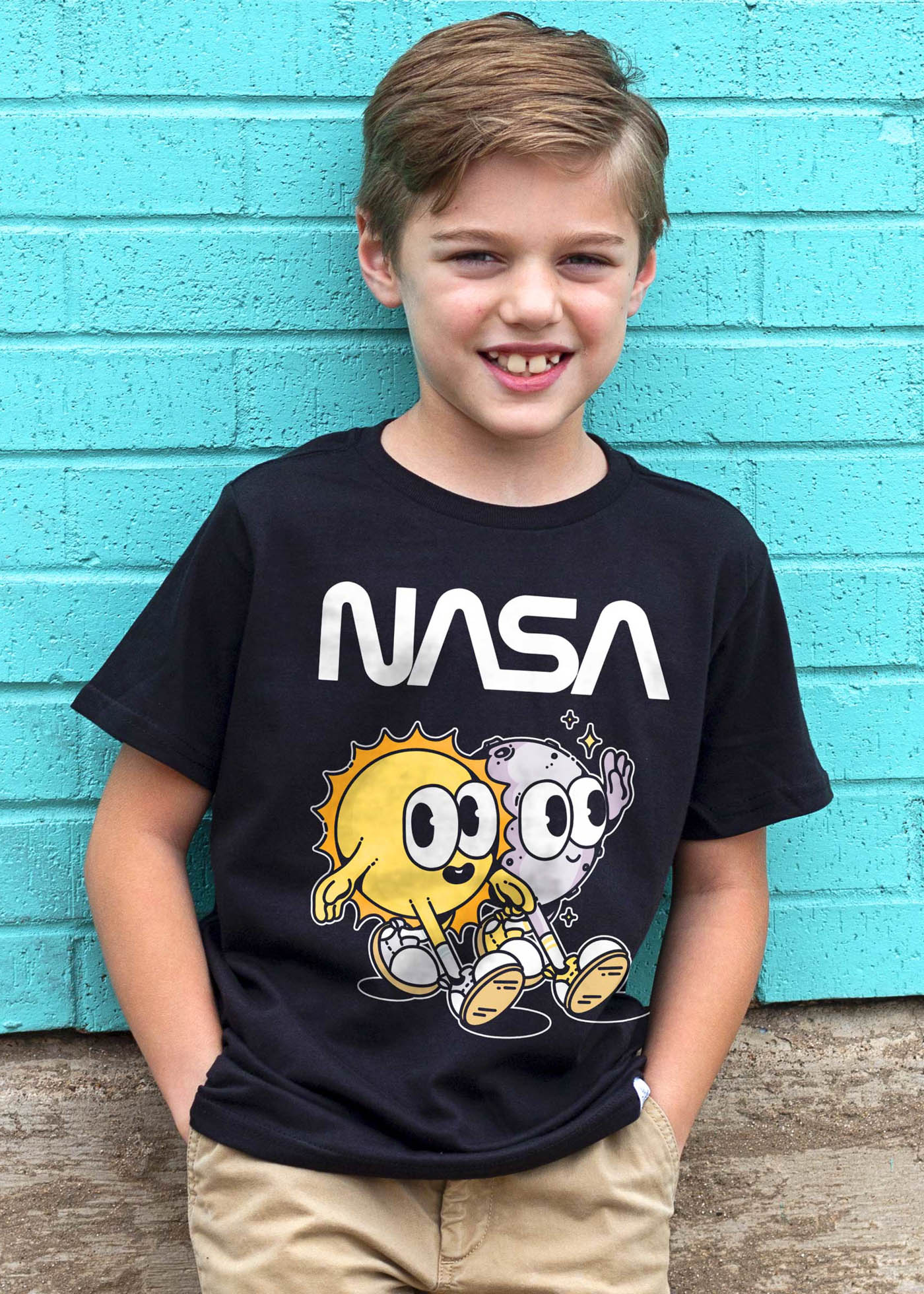 NASA Sun & Moon Kid's Black T-Shirt