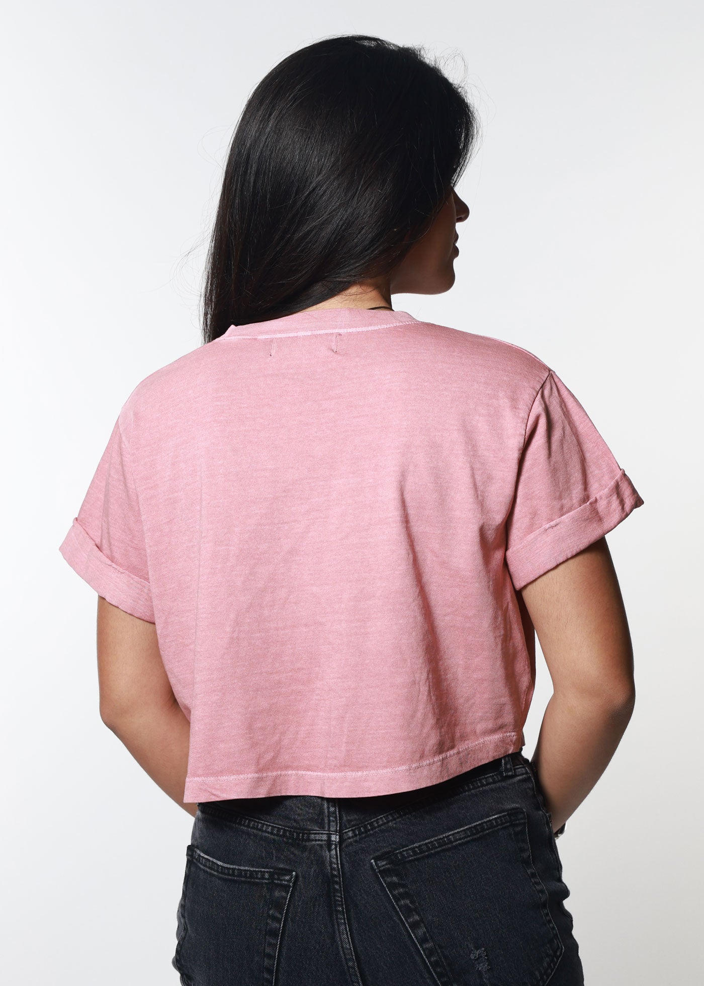 Parisian Cherries Dusty Pink Cropped Boyfriend Tee