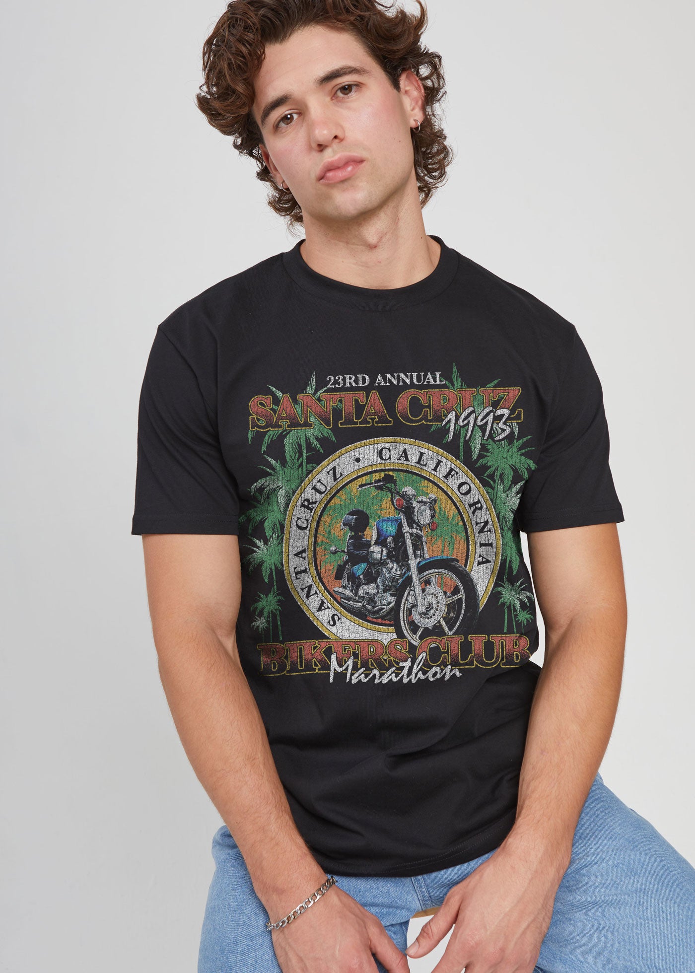 Santa Cruz Biker's Club Men's Black Heavyweight T-Shirt