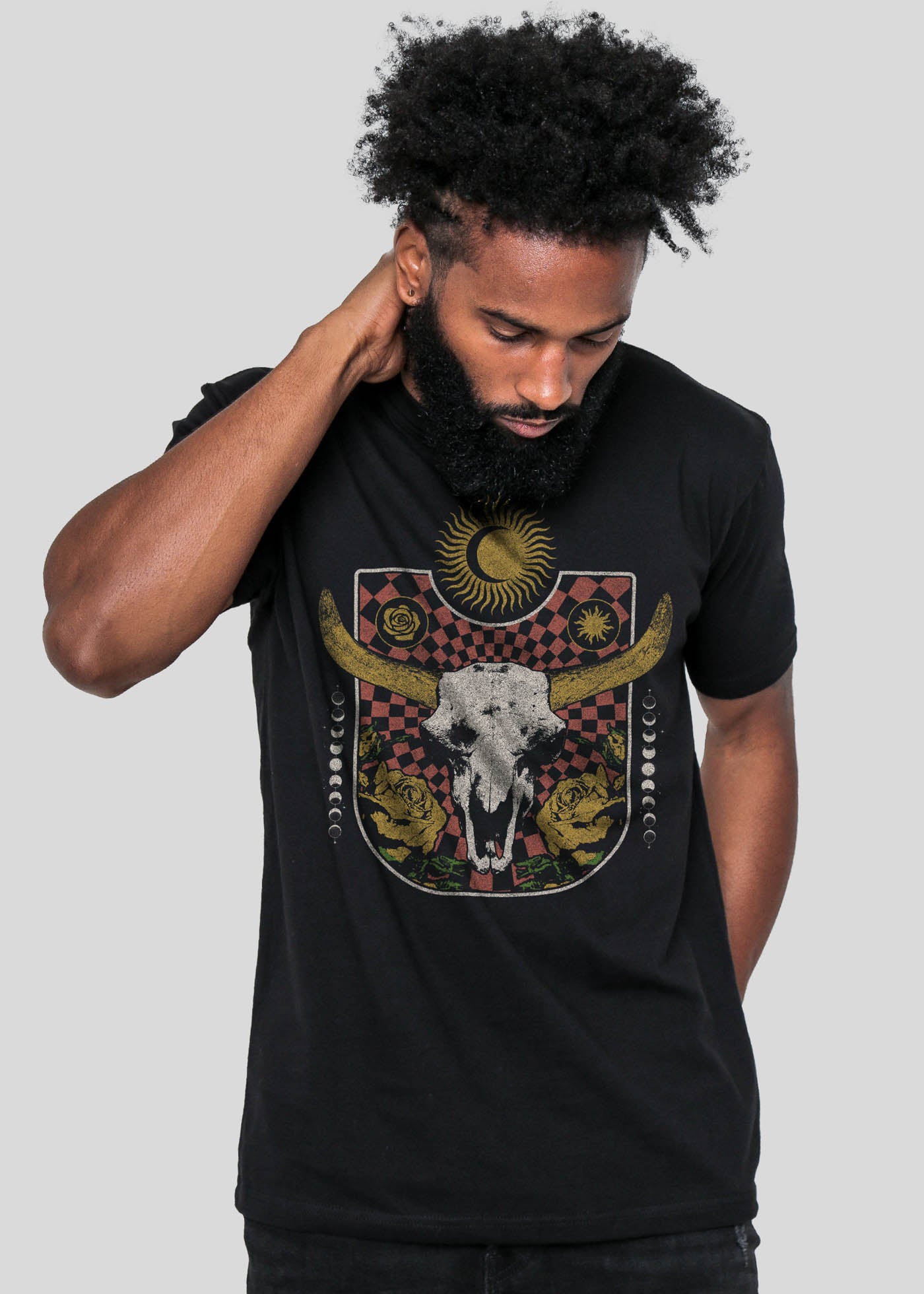 Skull & Roses Men's Classic Black T-Shirt