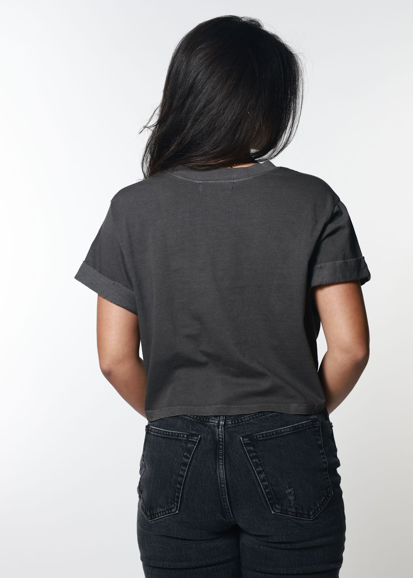 Smitten Vintage Black Cropped Boyfriend Tee