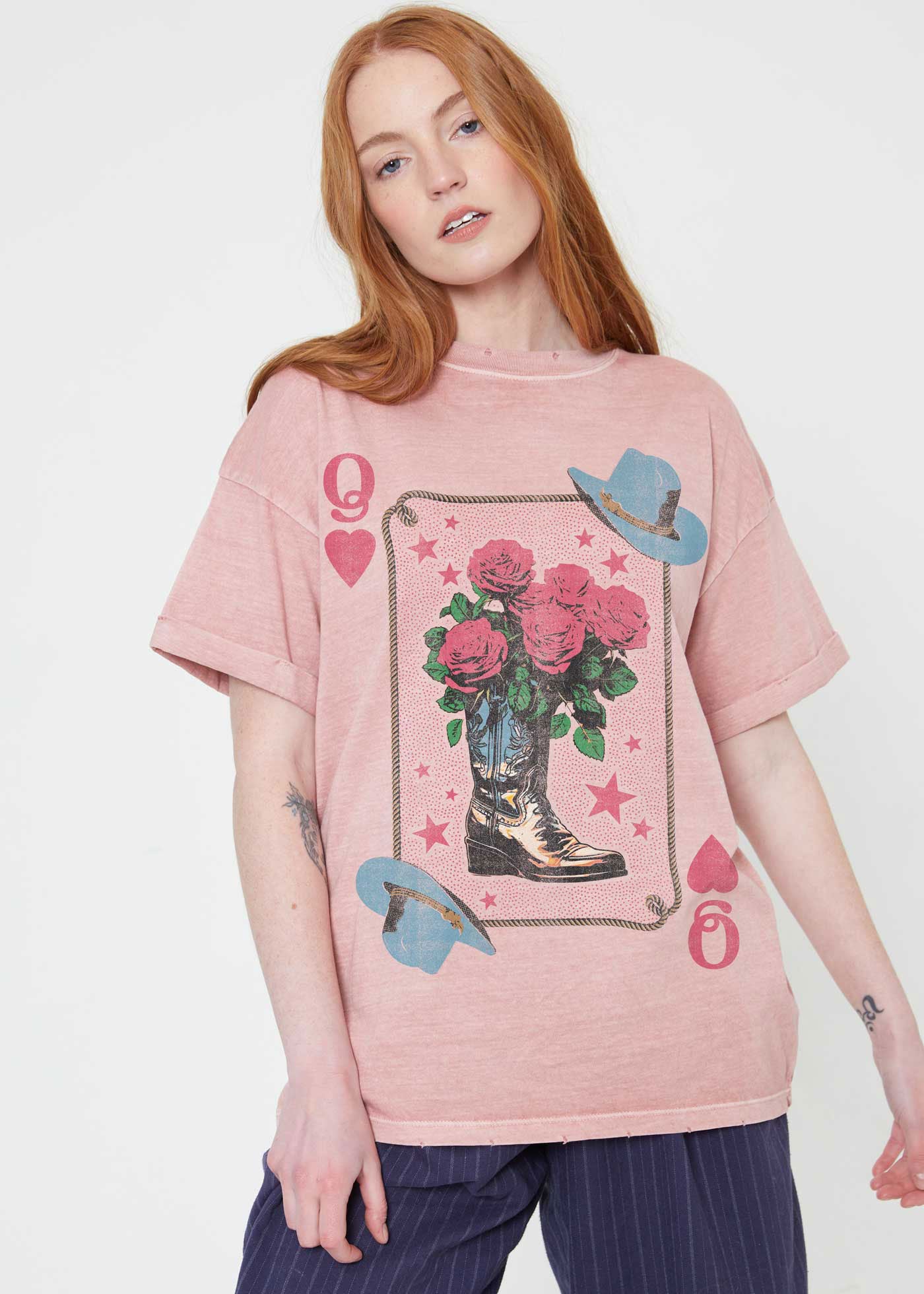 Western Card Dusty Pink Boyfriend Tee