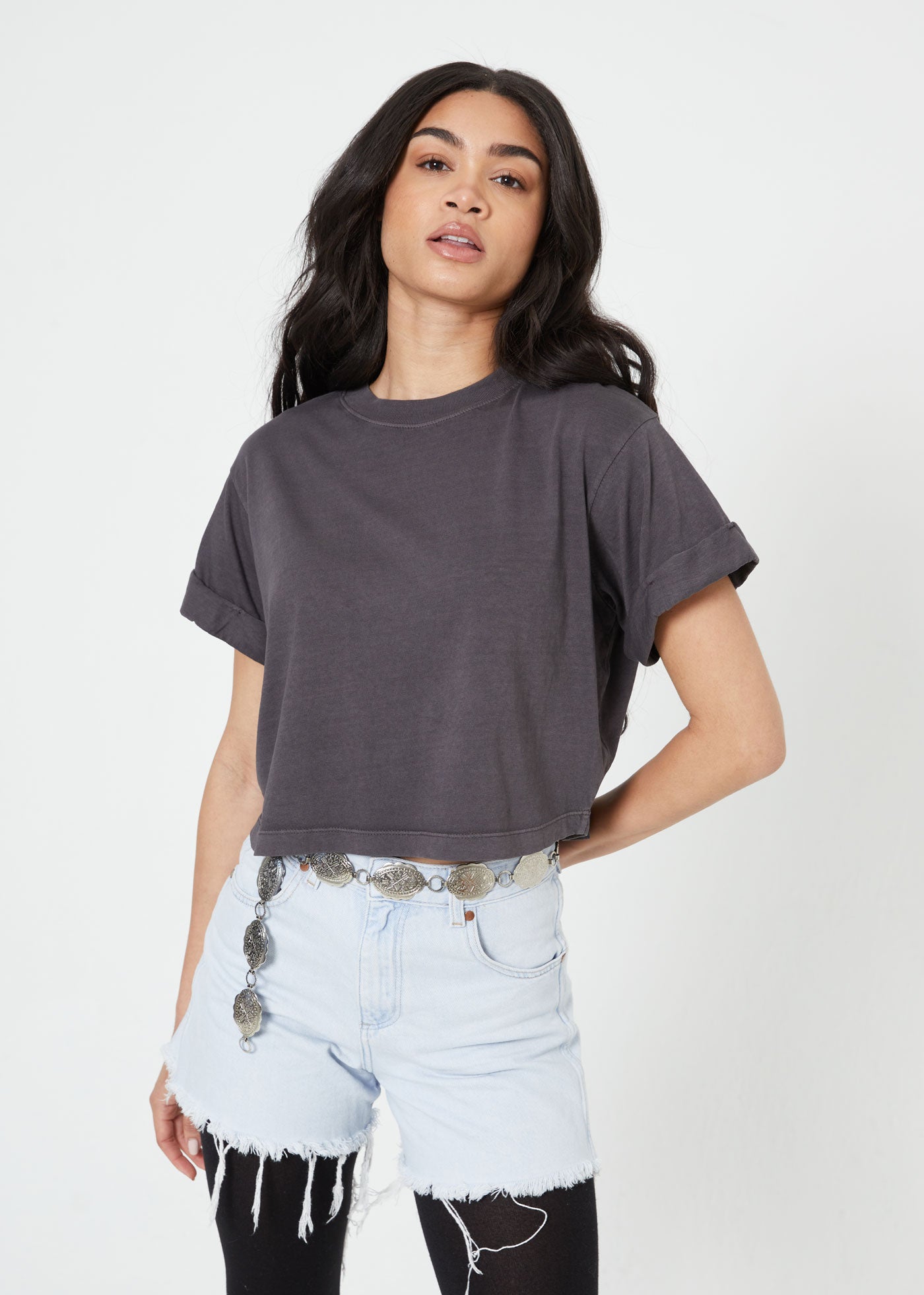 Black Cropped Boyfriend Tee