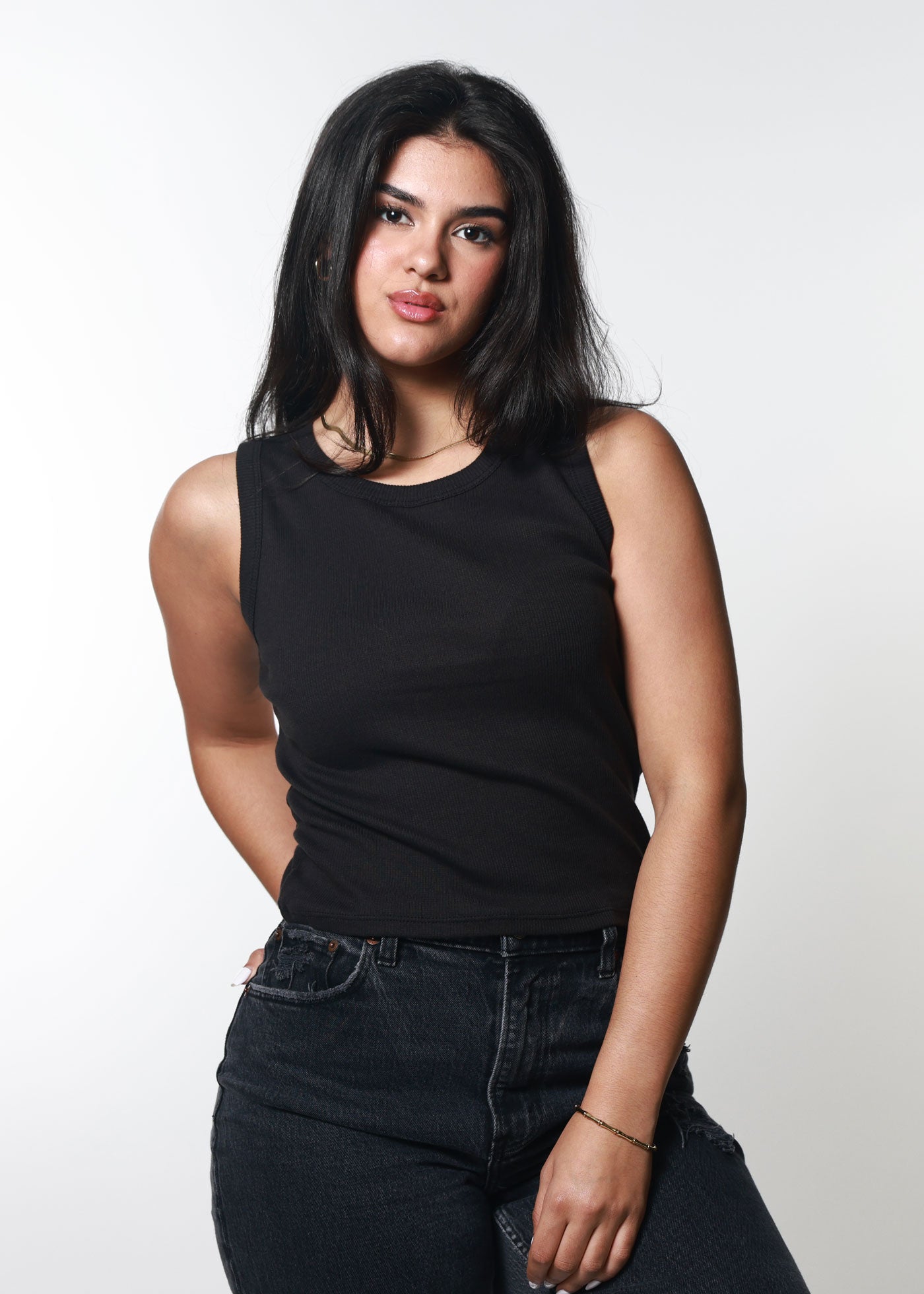 Black Ribbed Cropped Tank