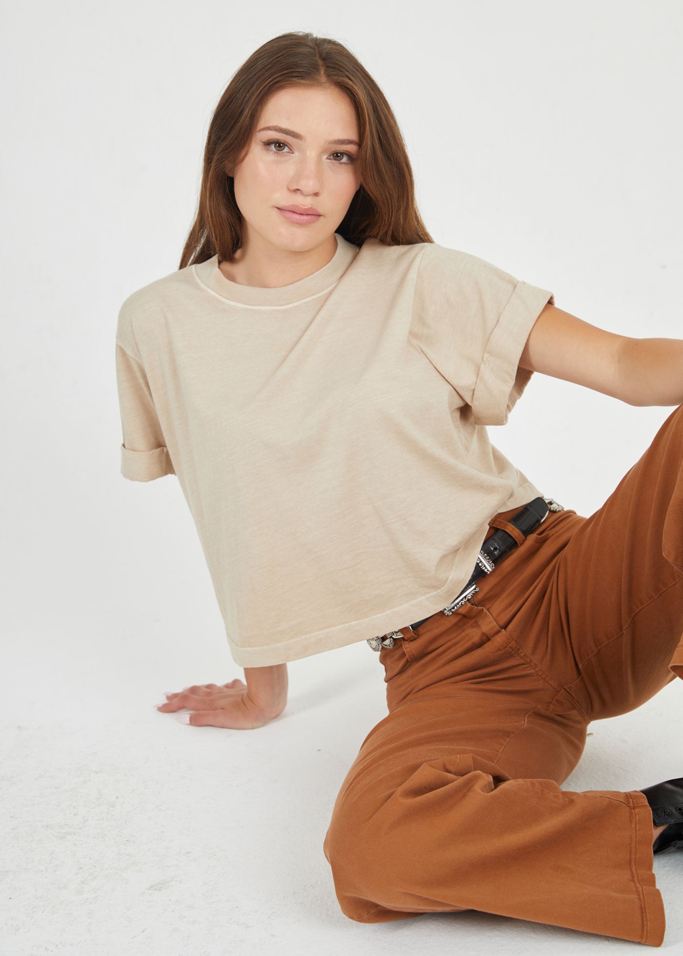 Sand Cropped Boyfriend Tee