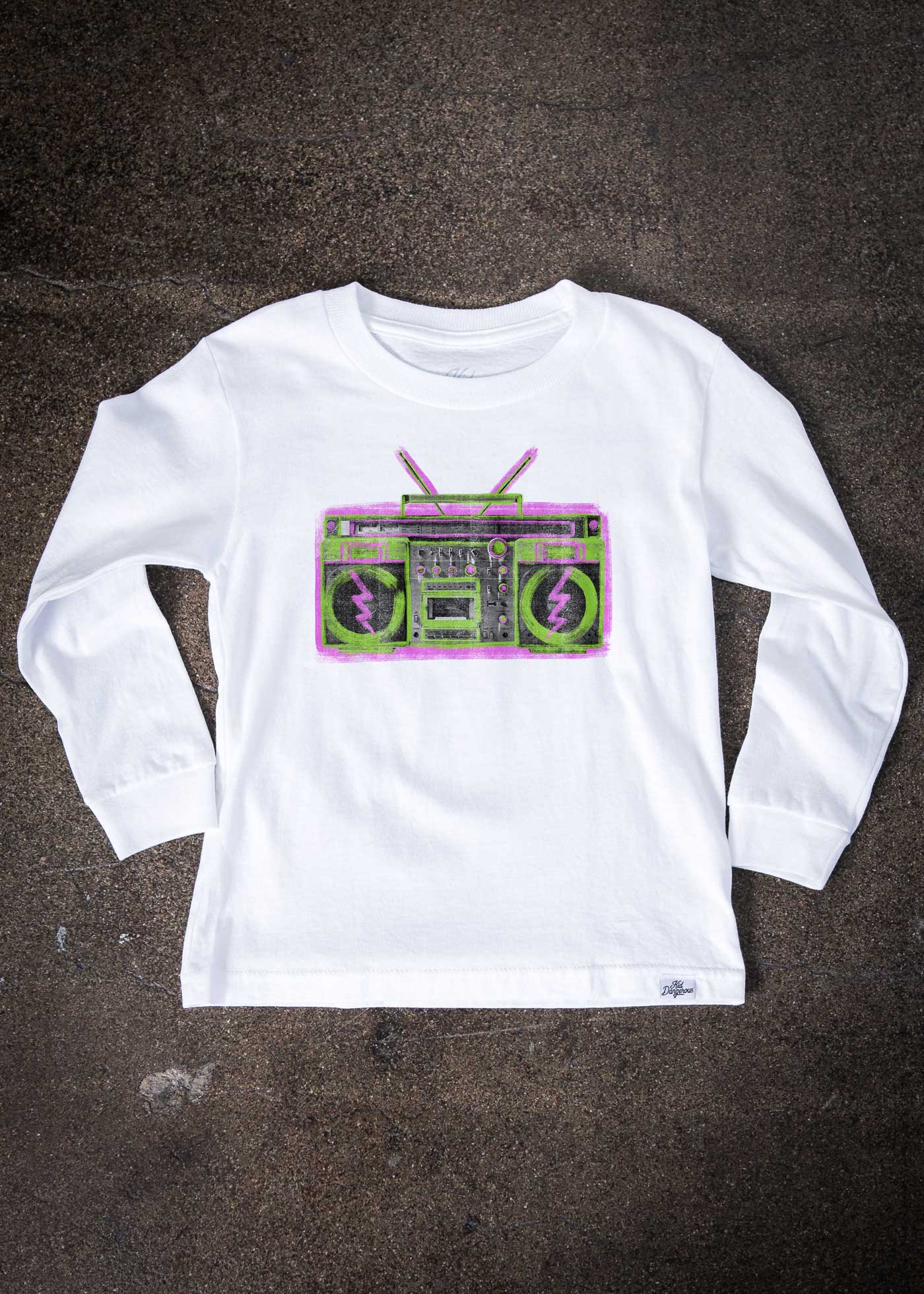 Boombox Paint Kid's White Long Sleeve