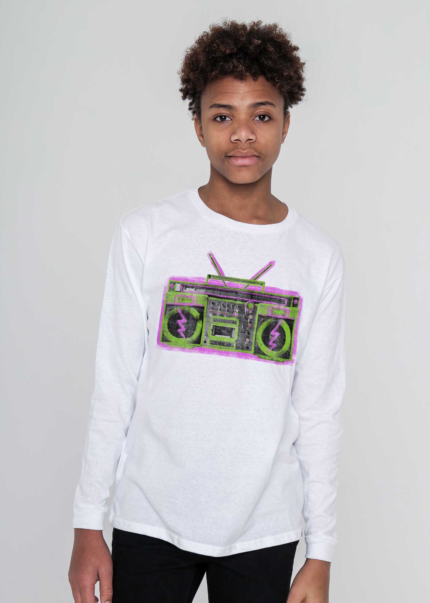 Boombox Paint Kid's White Long Sleeve