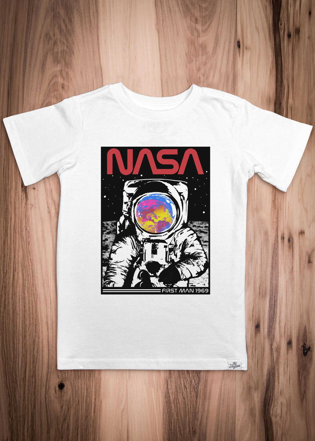Man Kid\'s T-Shirt NASA Dangerous First Kid — White