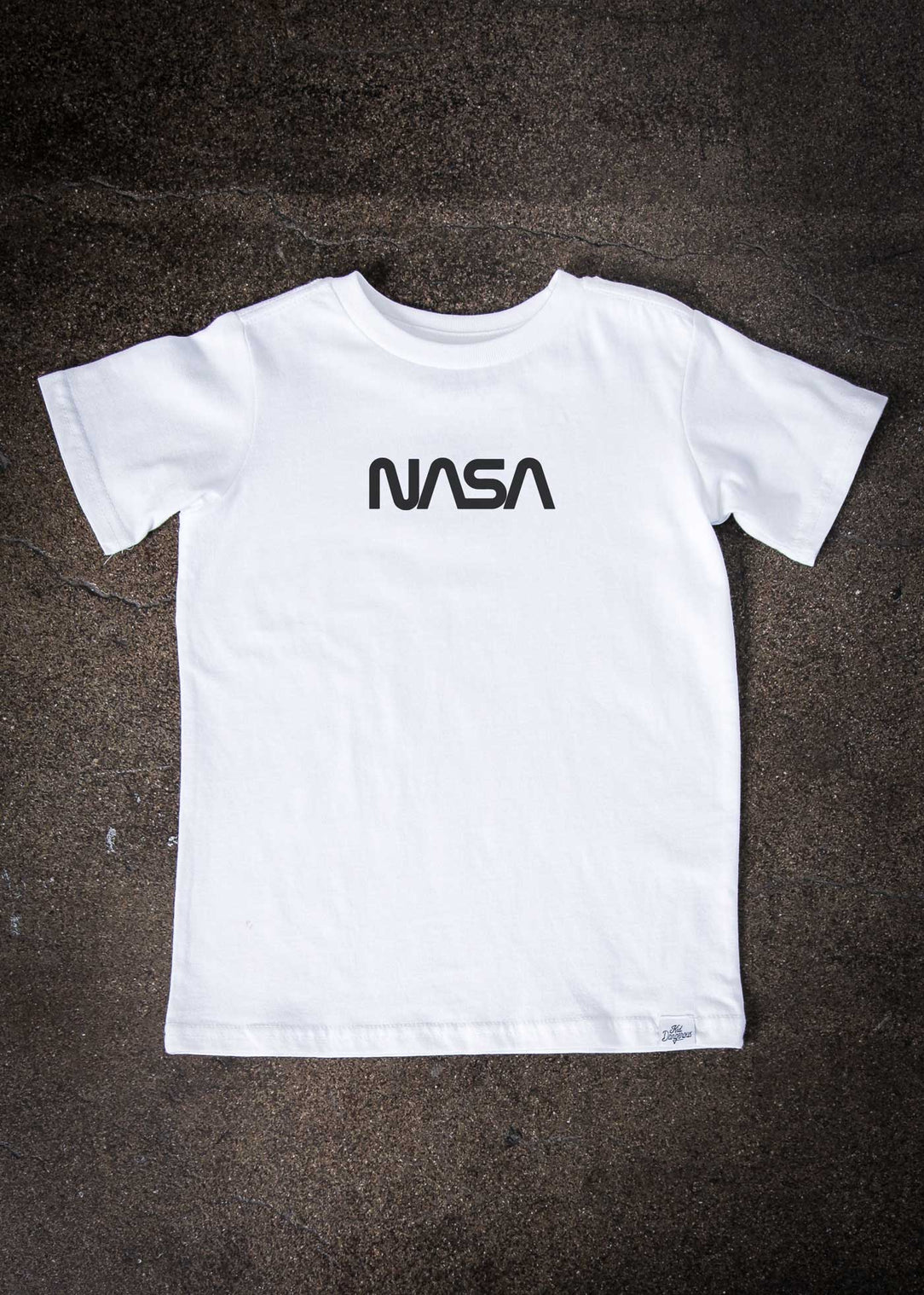 White NASA Dangerous T-Shirt Kid — Badge Voyage Kid\'s