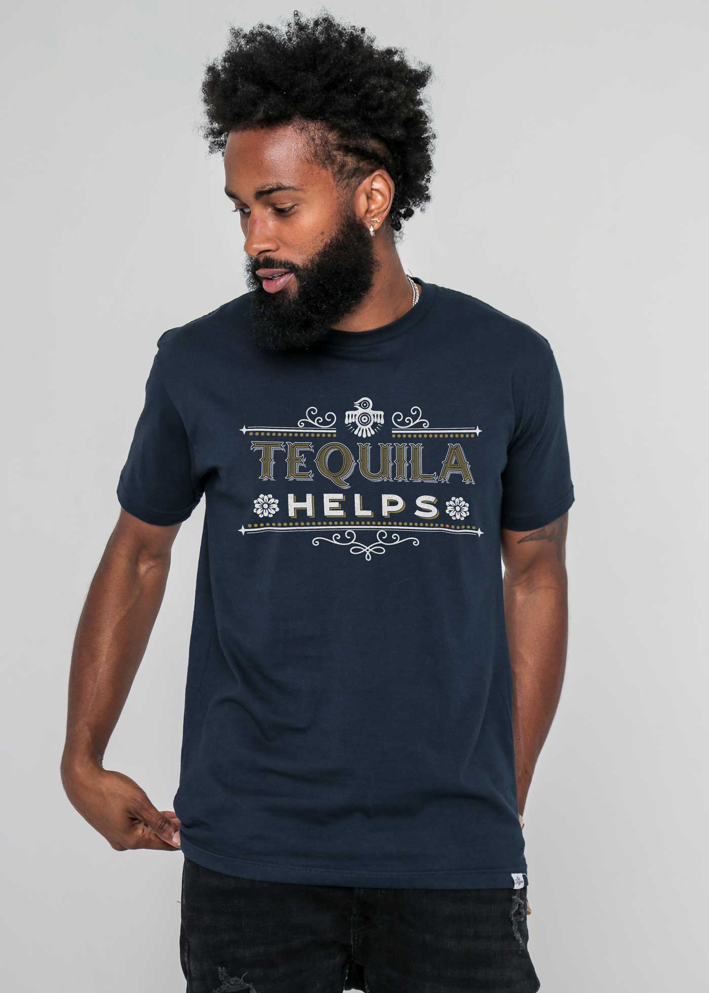 Tequila Helps Men's Navy Classic T-Shirt