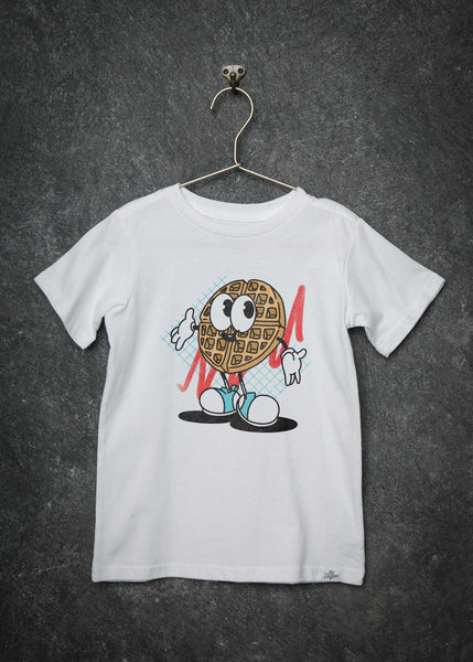 Waffle Cartoon Kid's White T-Shirt — Kid Dangerous