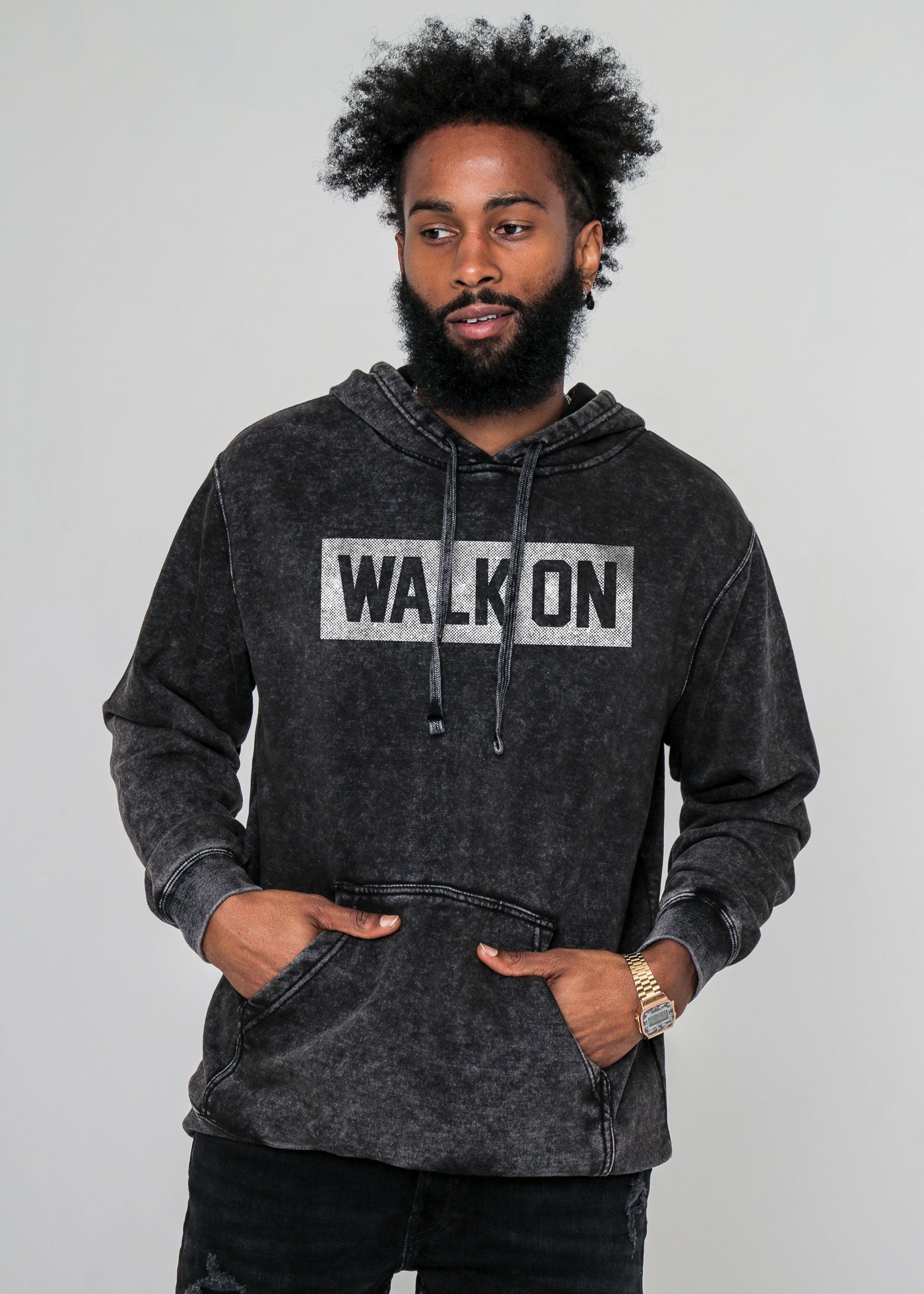 Walk On Collegiate Mineral Wash Black Pullover Hoodie