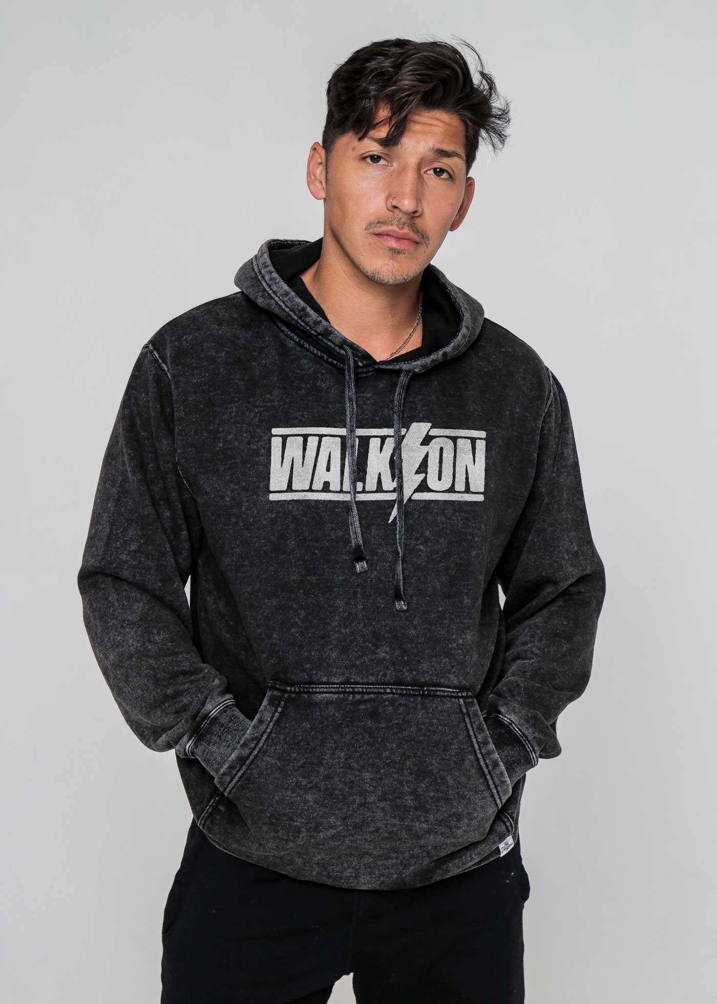 Walk On Lightning Mineral Wash Black Pullover Hoodie